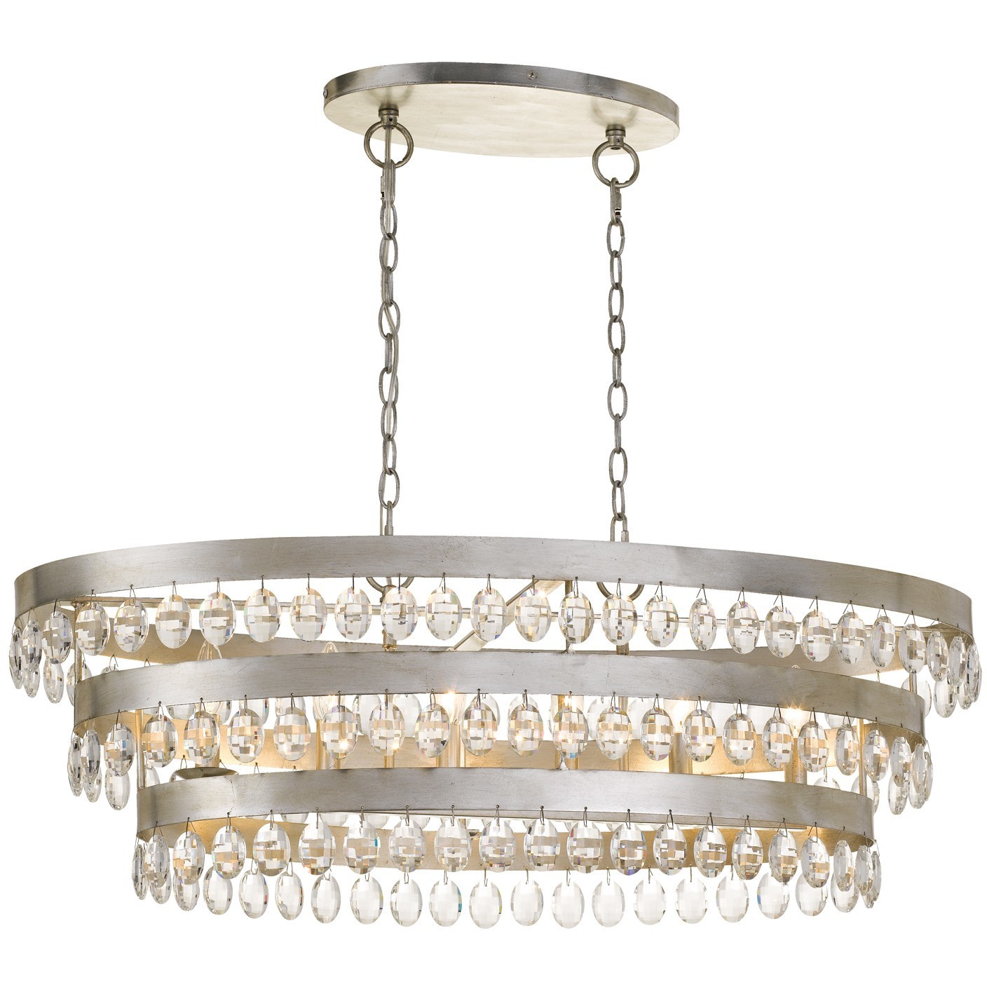 Perla 6 Light 36 inch Antique Silver Linear Chandelier Ceiling Light