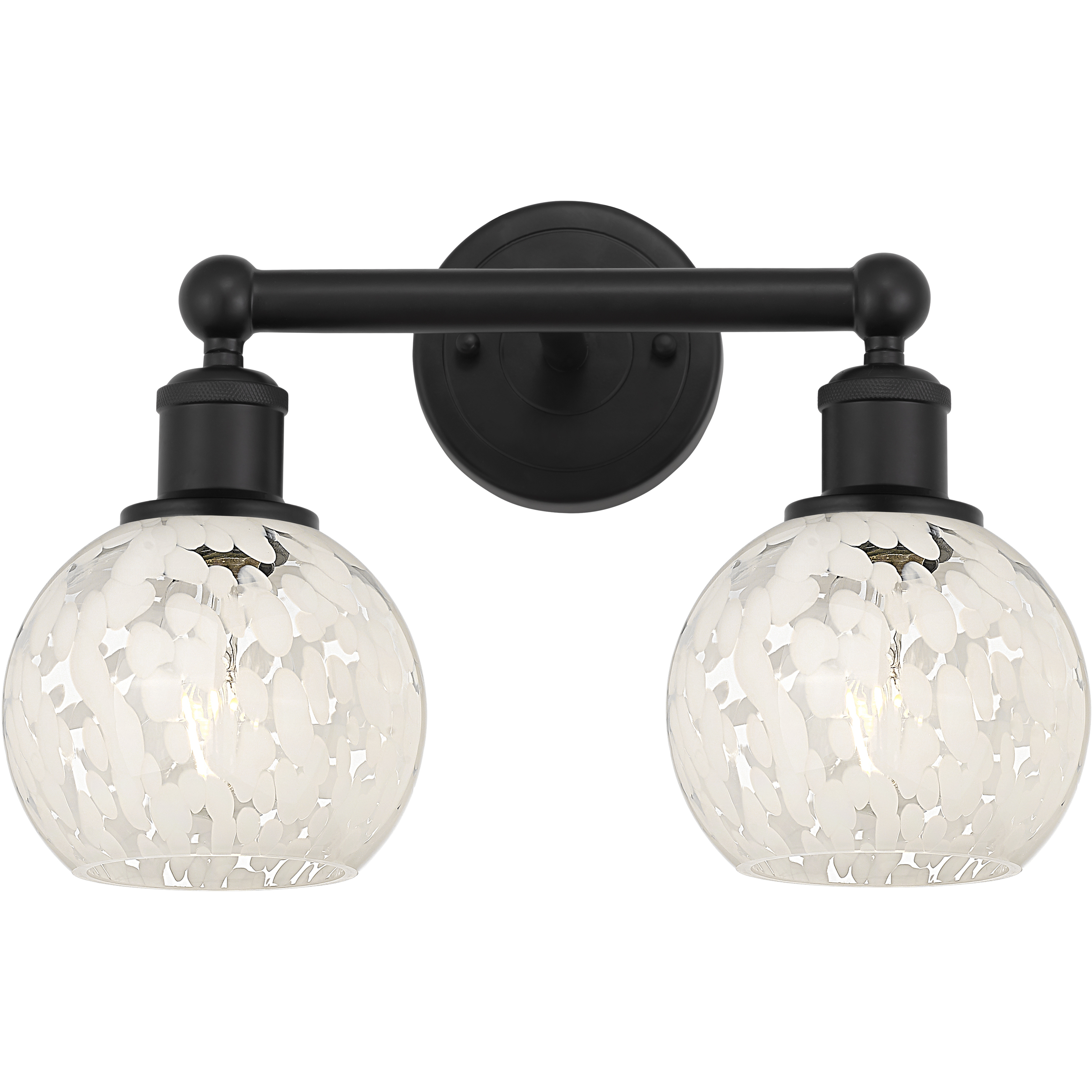 Edison White Mouchette 2 Light 15 inch Matte Black Bath Vanity Light Wall Light