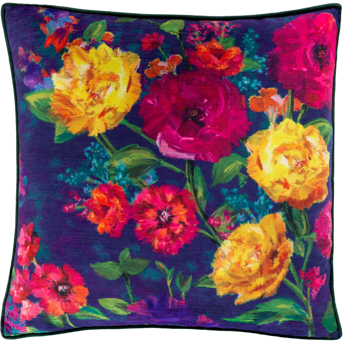 Posy 18 X 18 inch Dark Blue/Dark Green/Violet/Grass Green/Lime Pillow Kit, Square