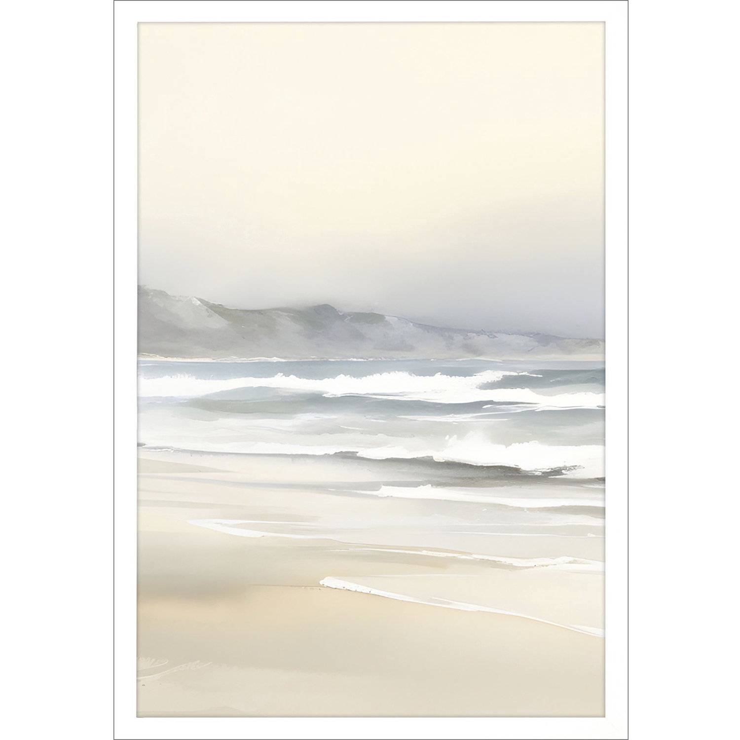 Ocean Breeze White and Beige and Blue and Neutral Framed Art