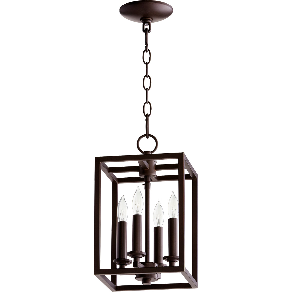 Cuboid 4 Light 8 inch Oiled Bronze Mini Chandelier Ceiling Light