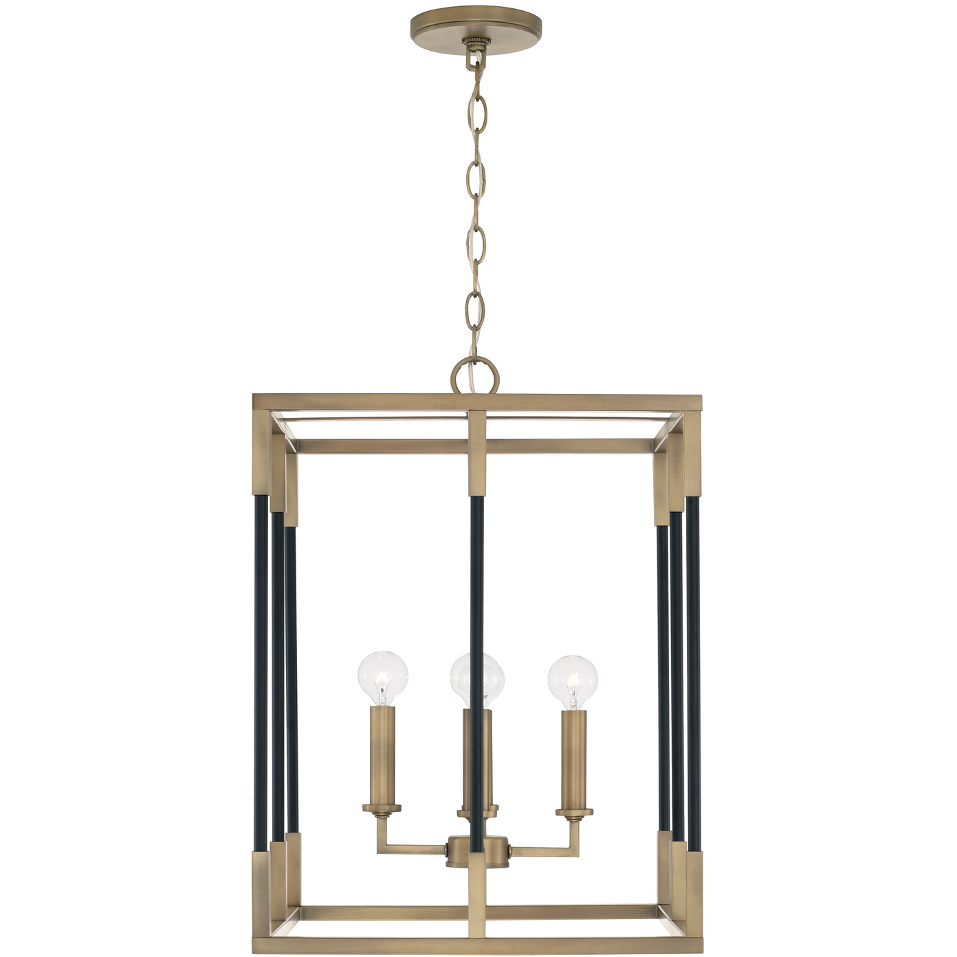Bleeker 4 Light 16 inch Aged Brass and Black Foyer Ceiling Light