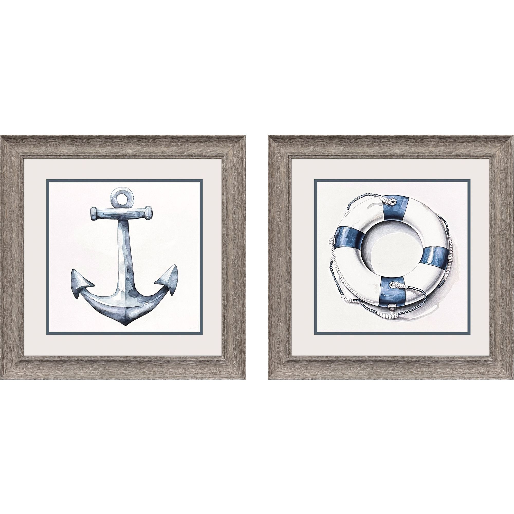 Blue Waterways / Nautica Blue and White Framed Art, Propac