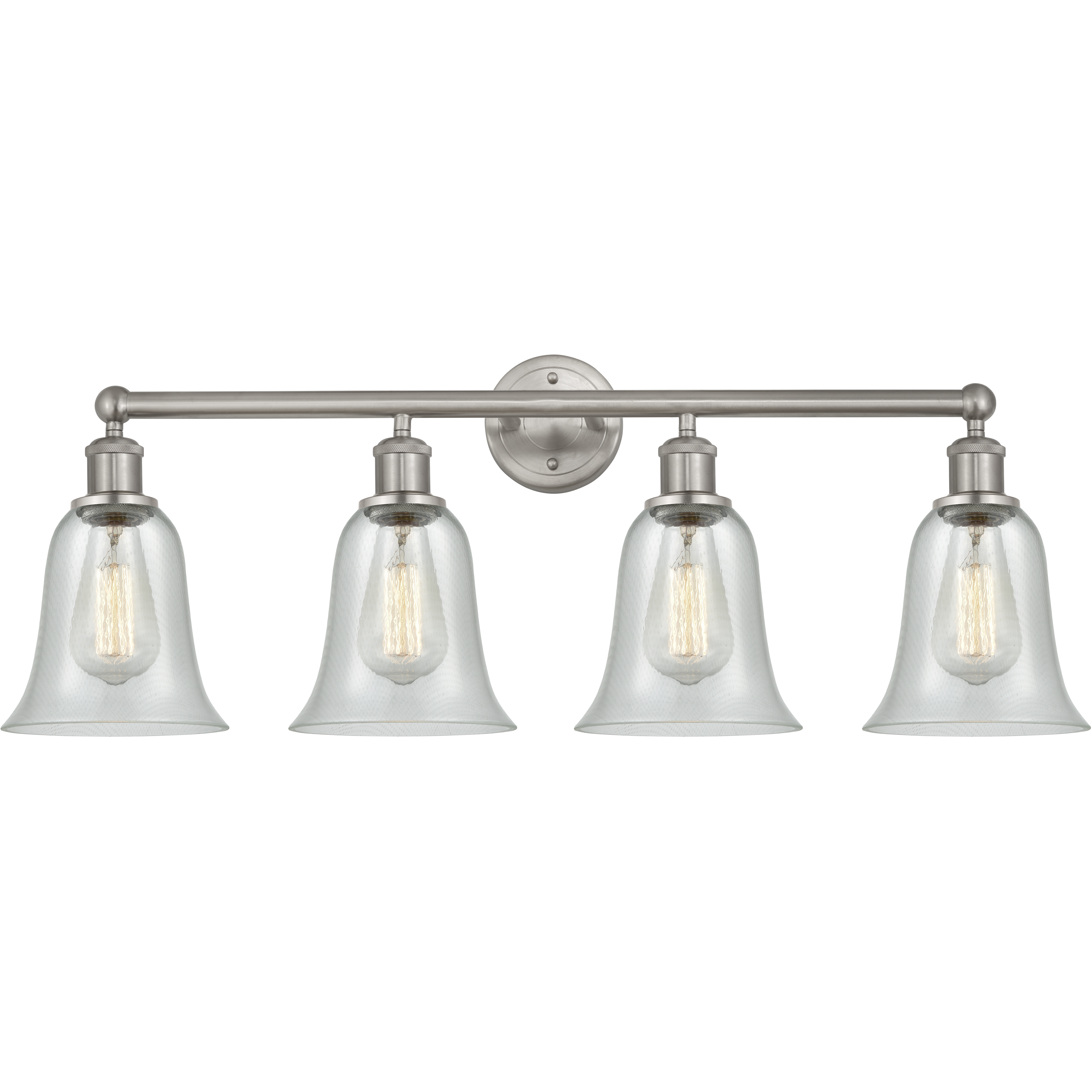 Edison Hanover 4 Light 33.25 inch Brushed Satin Nickel Bath Vanity Light Wall Light in Fishnet Glass