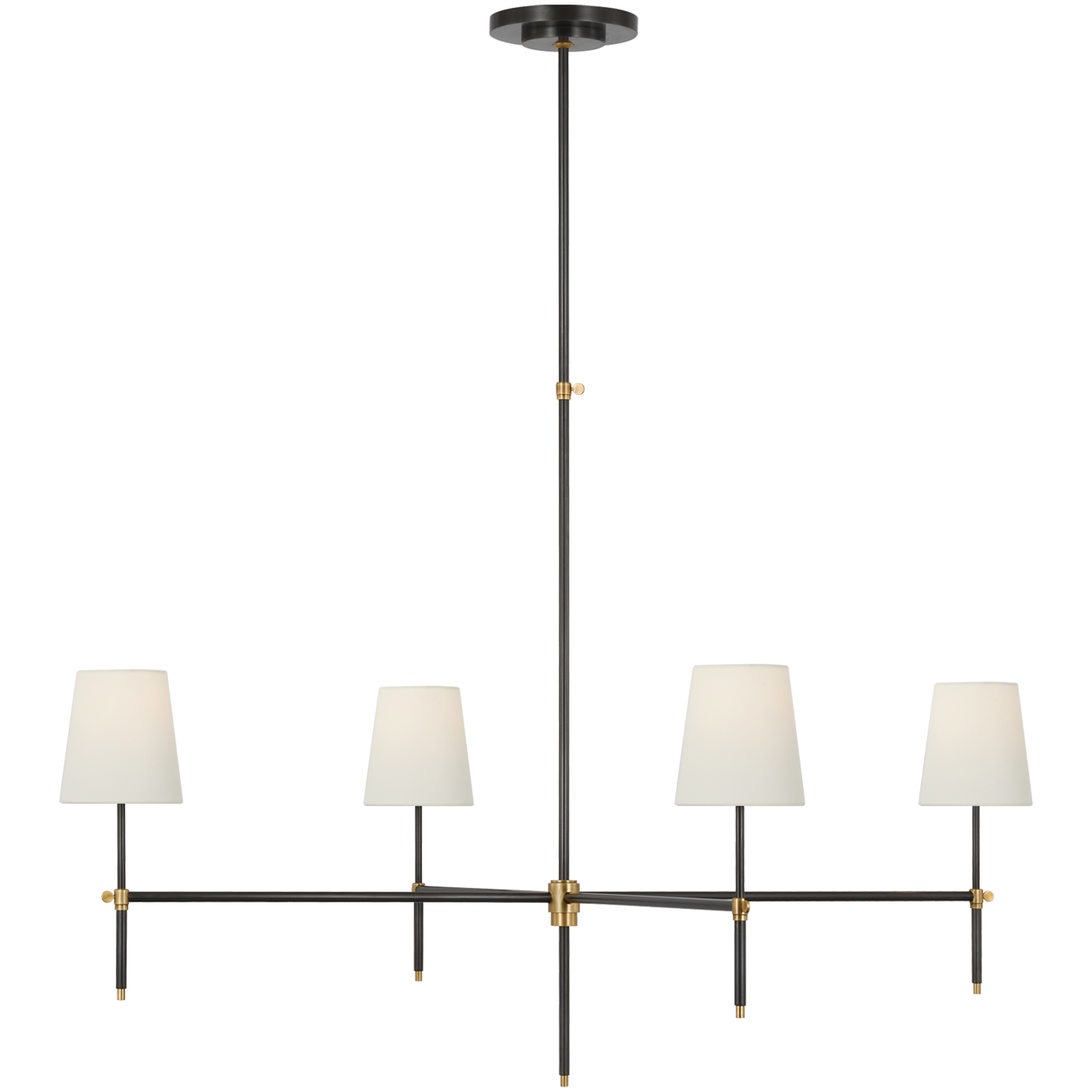 Thomas O'Brien Bryant LED 48 inch Bronze and Hand-Rubbed Antique Brass Chandelier Ceiling Light, Extra Large