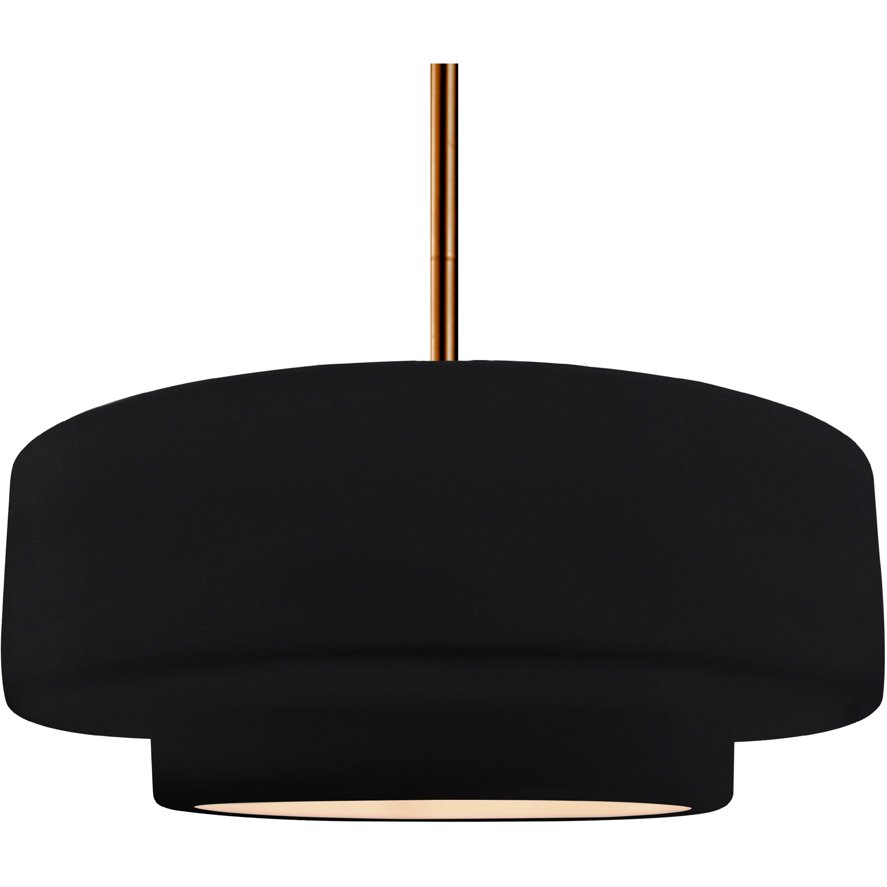 Radiance Collection - Tier Pendant Ceiling Light in Brushed Brass, Replaceable Bulb, Rigid Stem, Gloss Black/Matte White, 16.25W x 6H, Form+Finish+Function