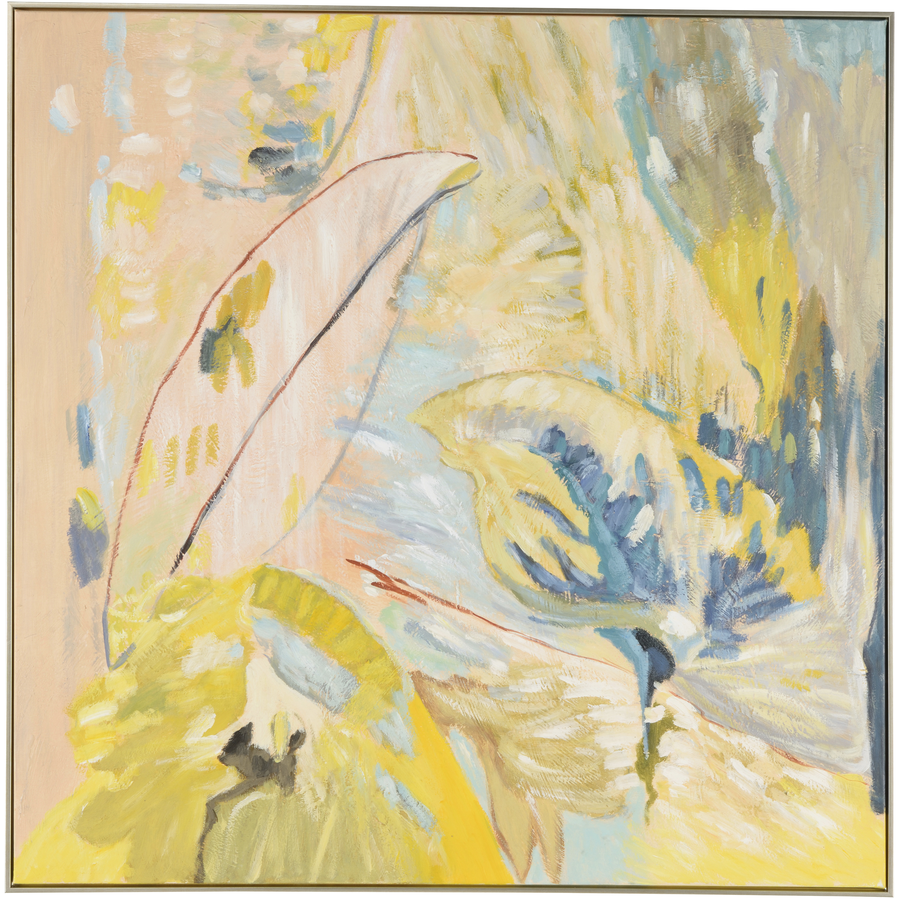 Lilies Yellow and Silver Wall Art