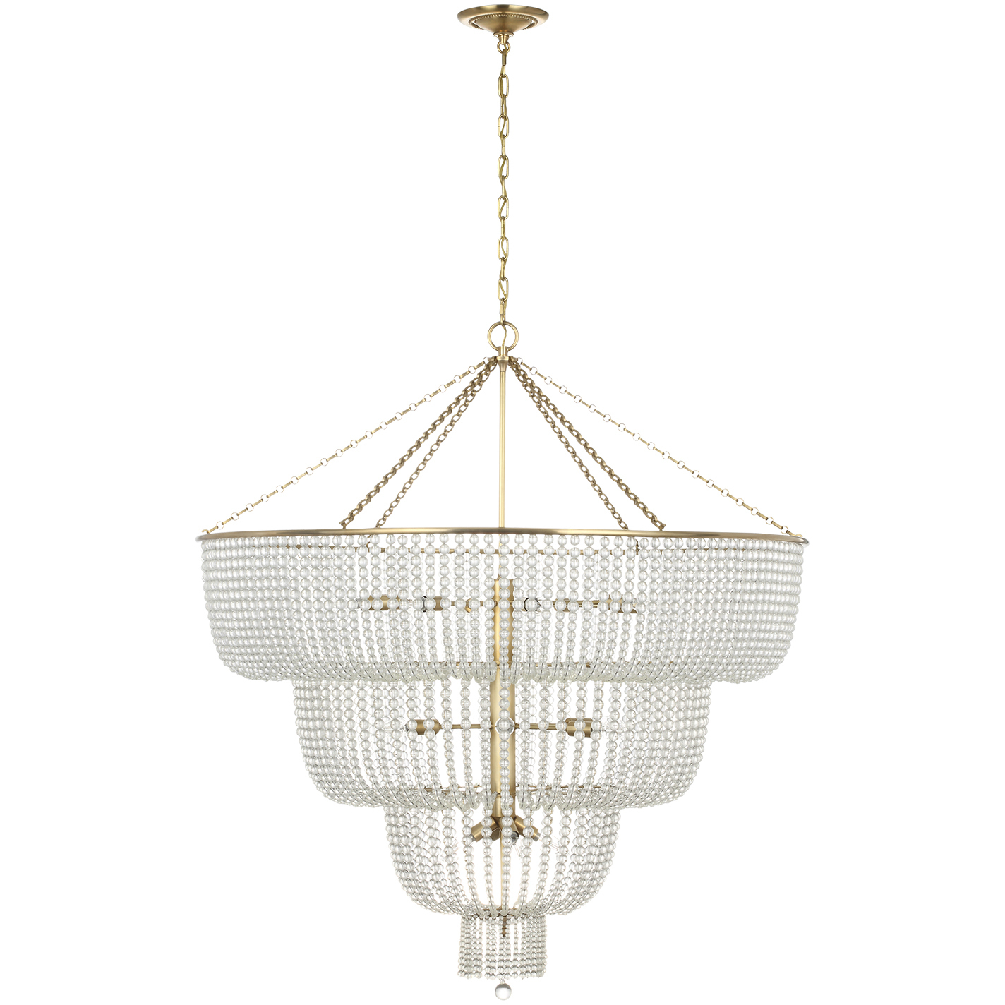 AERIN Jacqueline LED 45.5 inch Hand-Rubbed Antique Brass Basket Chandelier Ceiling Light in Clear Glass
