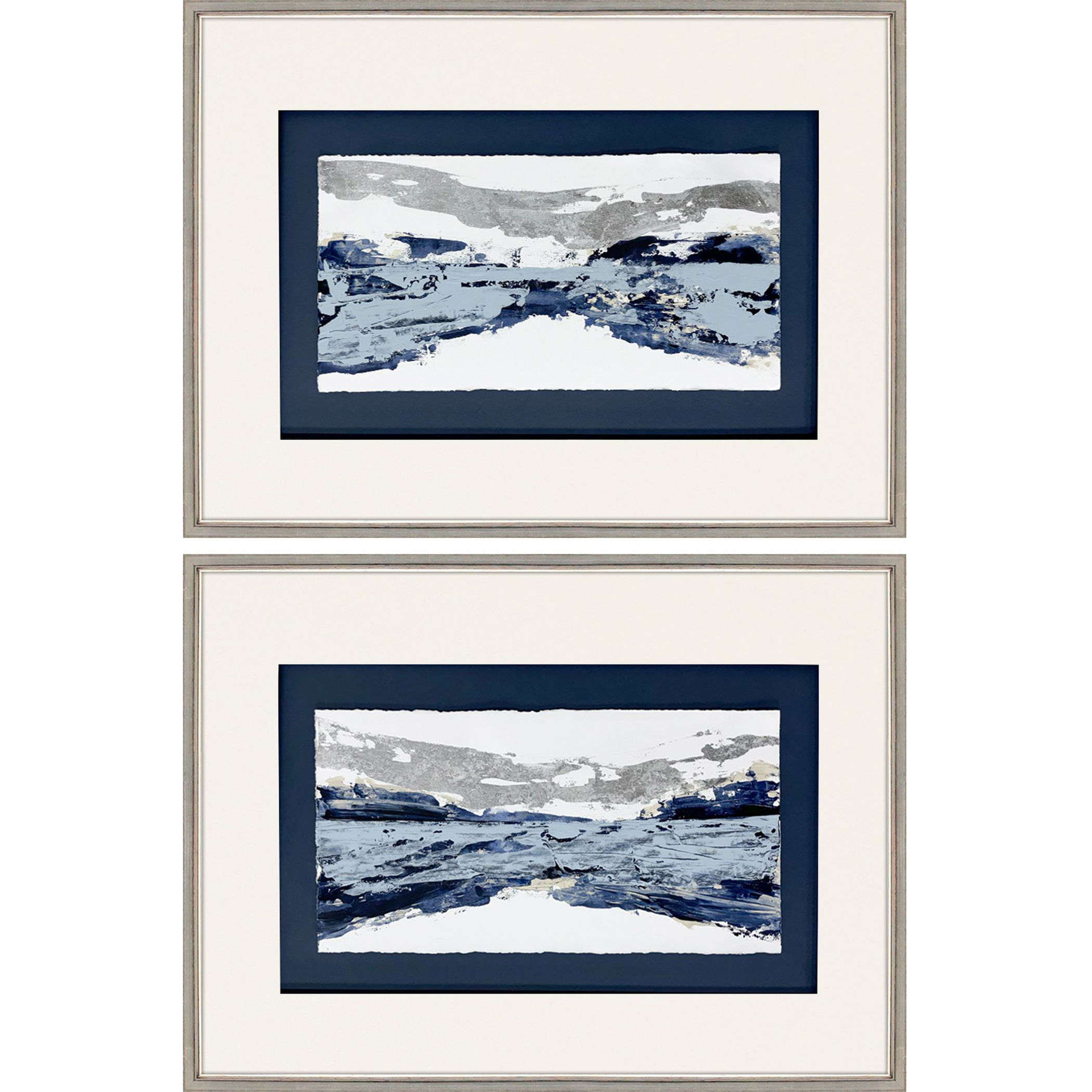 Blue View Blue and Beige and Metallic and White Framed Art, The Studio