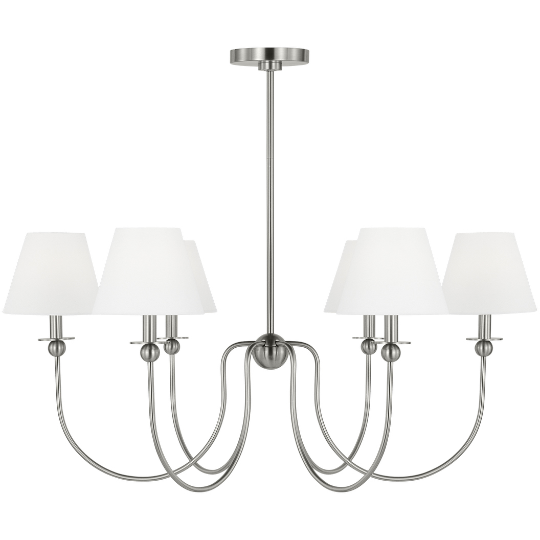 Drew & Jonathan Elsay 6 Light 36.38 inch Brushed Nickel Chandelier Ceiling Light, Large