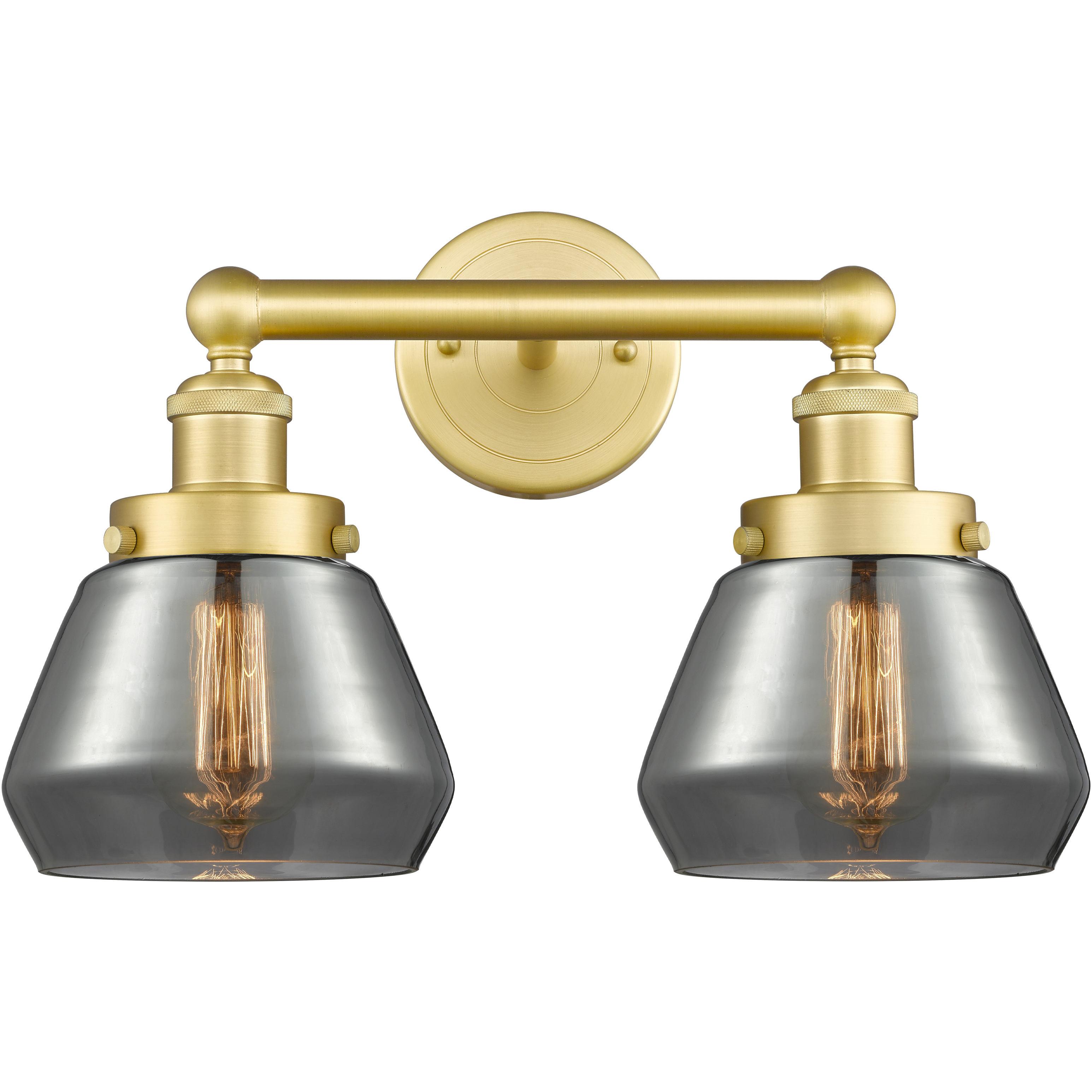 Fulton 2 Light 15.5 inch Satin Gold Bath Vanity Light Wall Light in Light Smoke Glass