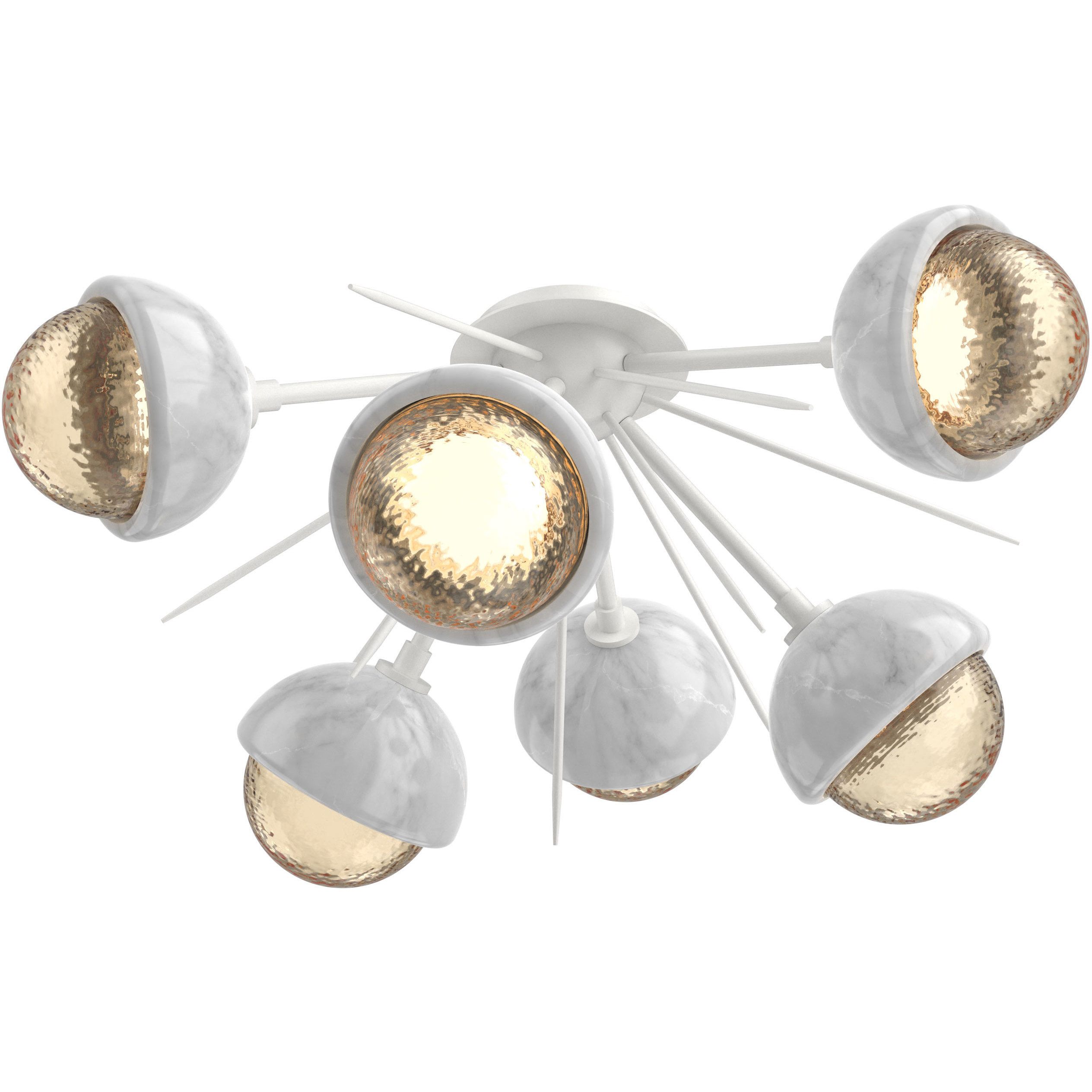 Cabochon LED 27.8 inch Salt White with White Marble Flush Mount Ceiling Light in 3000K LED, Amber, Startburst