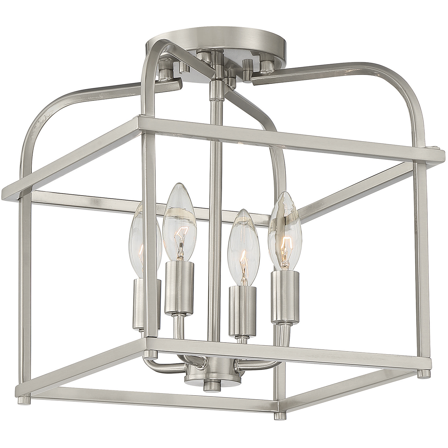 Transitional 4 Light 12 inch Brushed Nickel Semi-Flush Ceiling Light