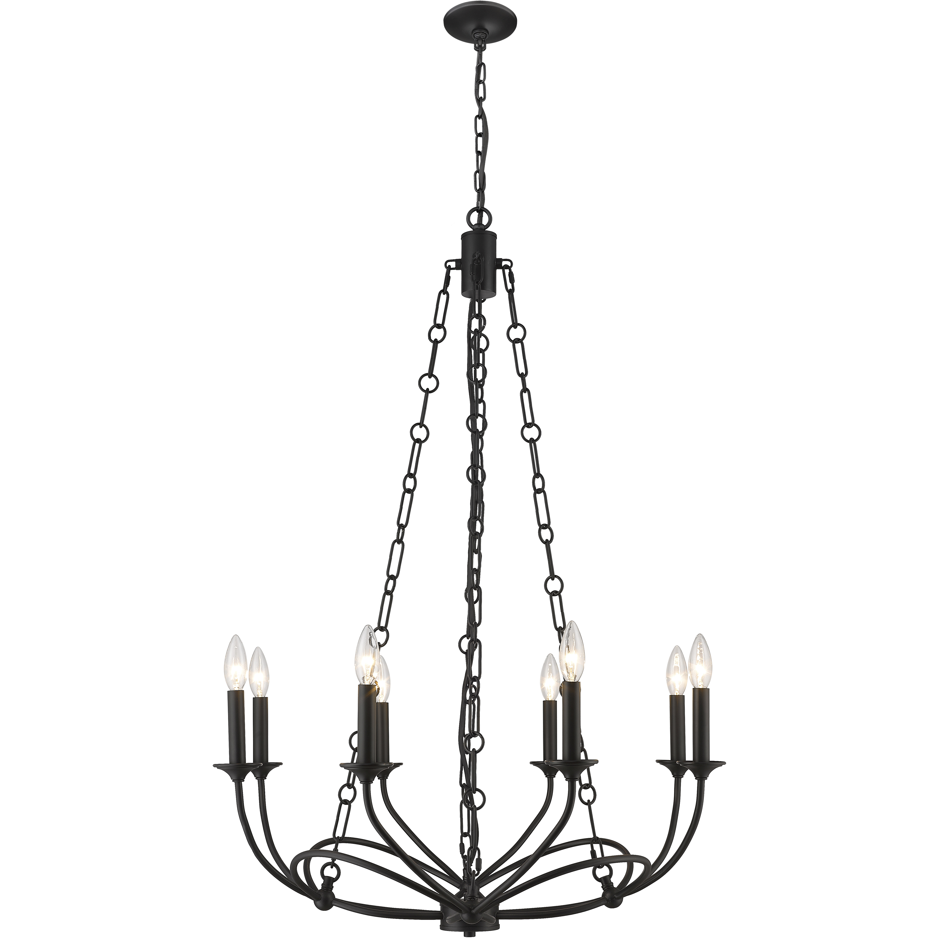 Arabella 8 Light 28 inch Matte Black Chandelier Ceiling Light
