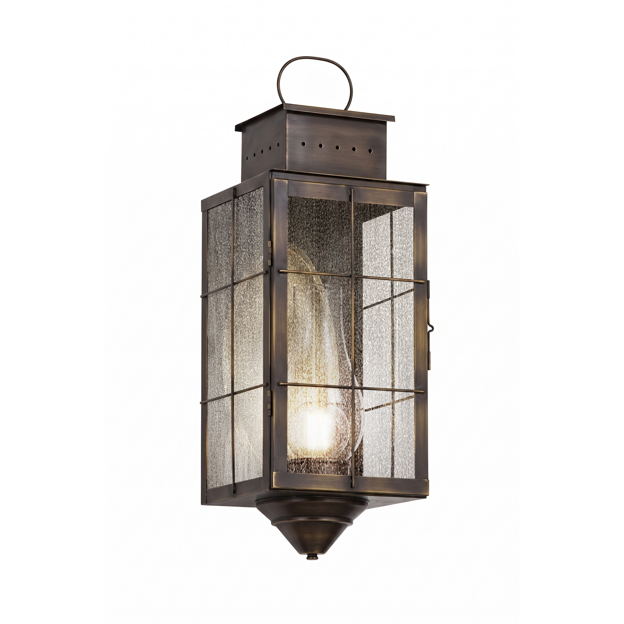 Norfield 1 Light 20.25 inch Dark Brass Outdoor Sconce in Seedy Glass, Brass Traditions by Innovations Lighting