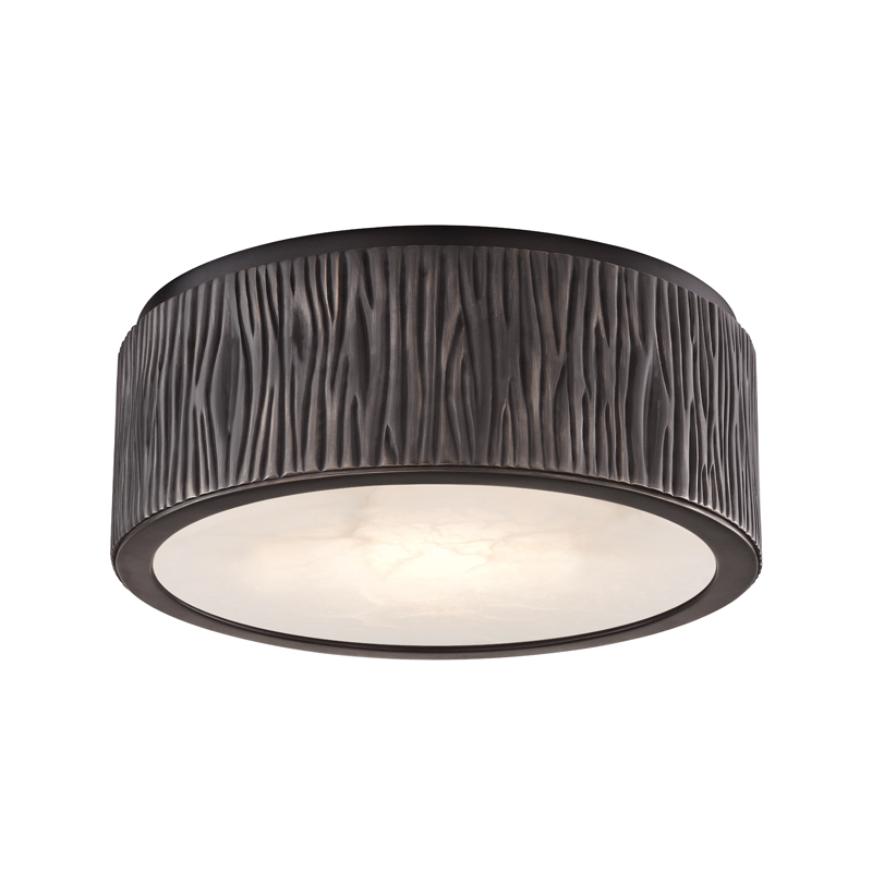 Crispin LED 9.5 inch Old Bronze Flush Mount Ceiling Light, Spanish Alabaster, Small