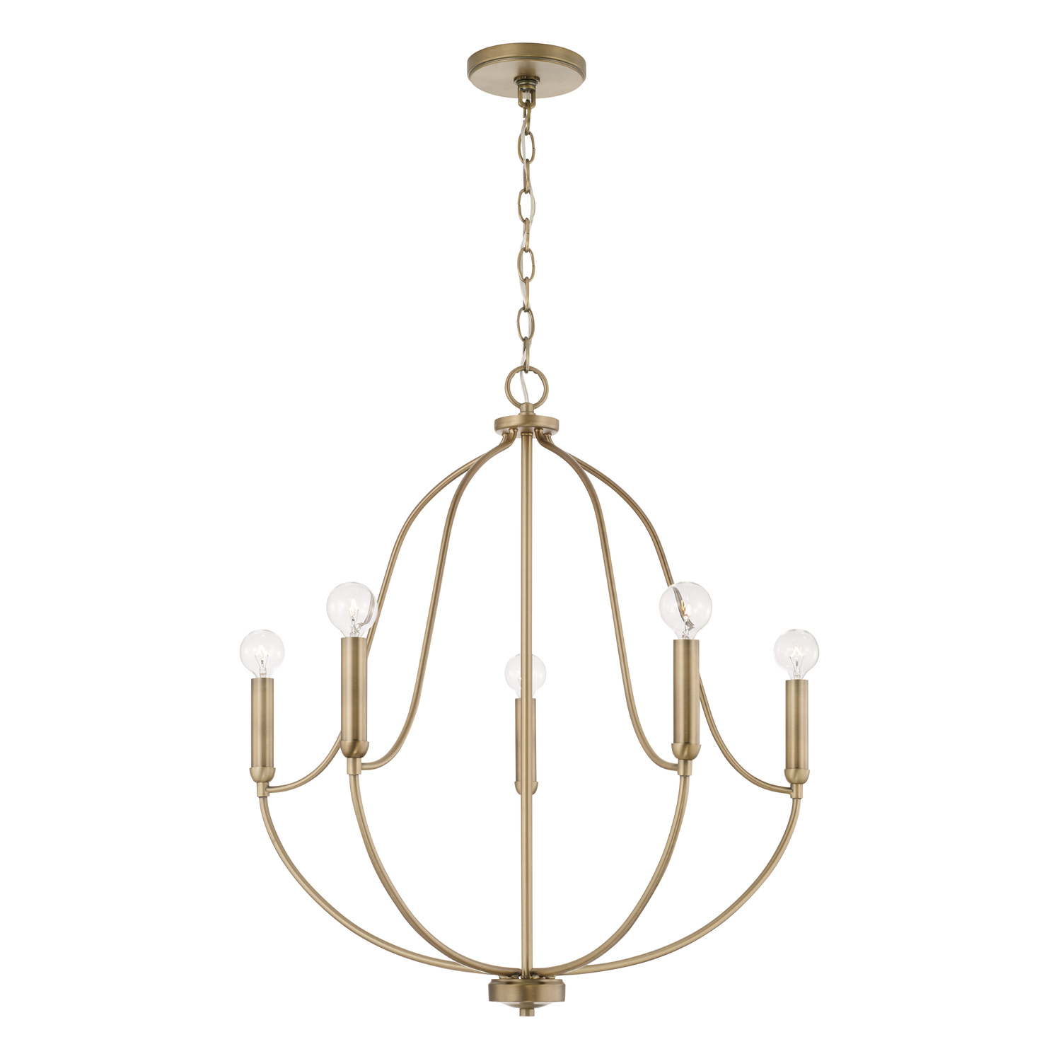 Madison 5 Light 25 inch Aged Brass Chandelier Ceiling Light