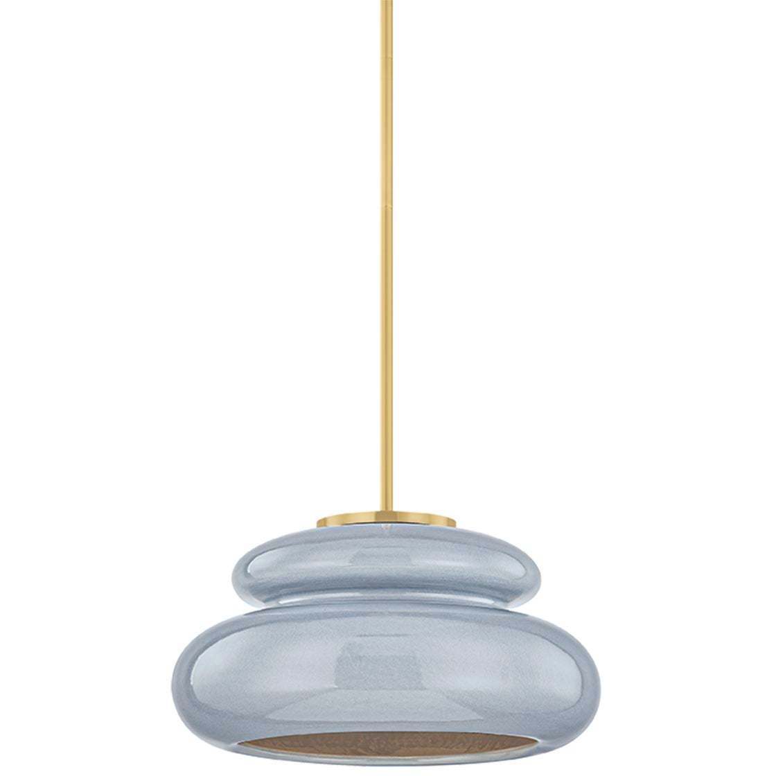 Pia 1 Light 16 inch Aged Brass and Ceramic Chateau Crackle Pendant Ceiling Light