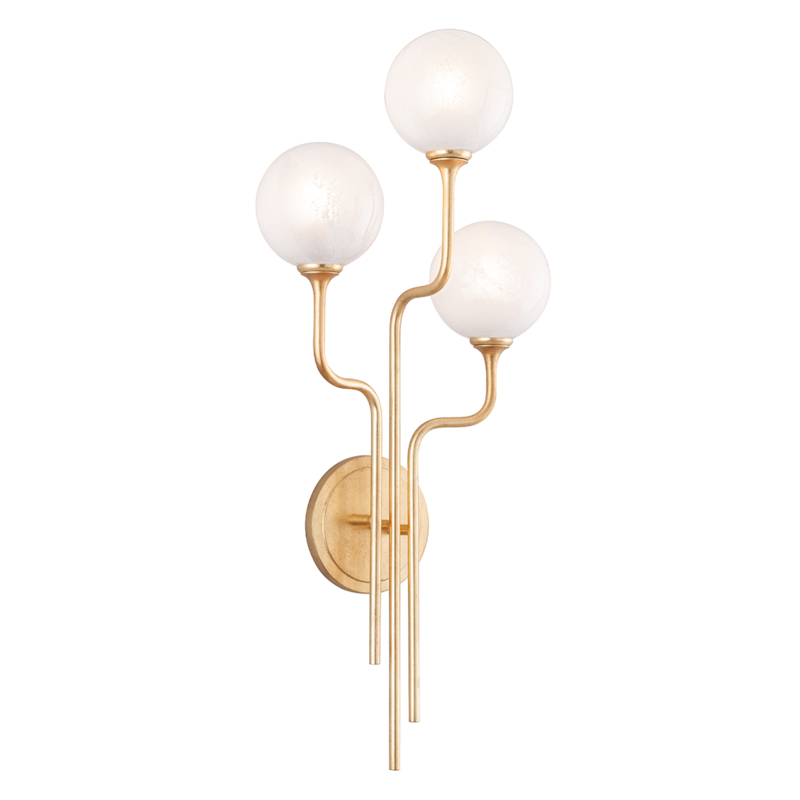 Onyx 3 Light 14 inch Vintage Gold Leaf Wall Sconce Wall Light