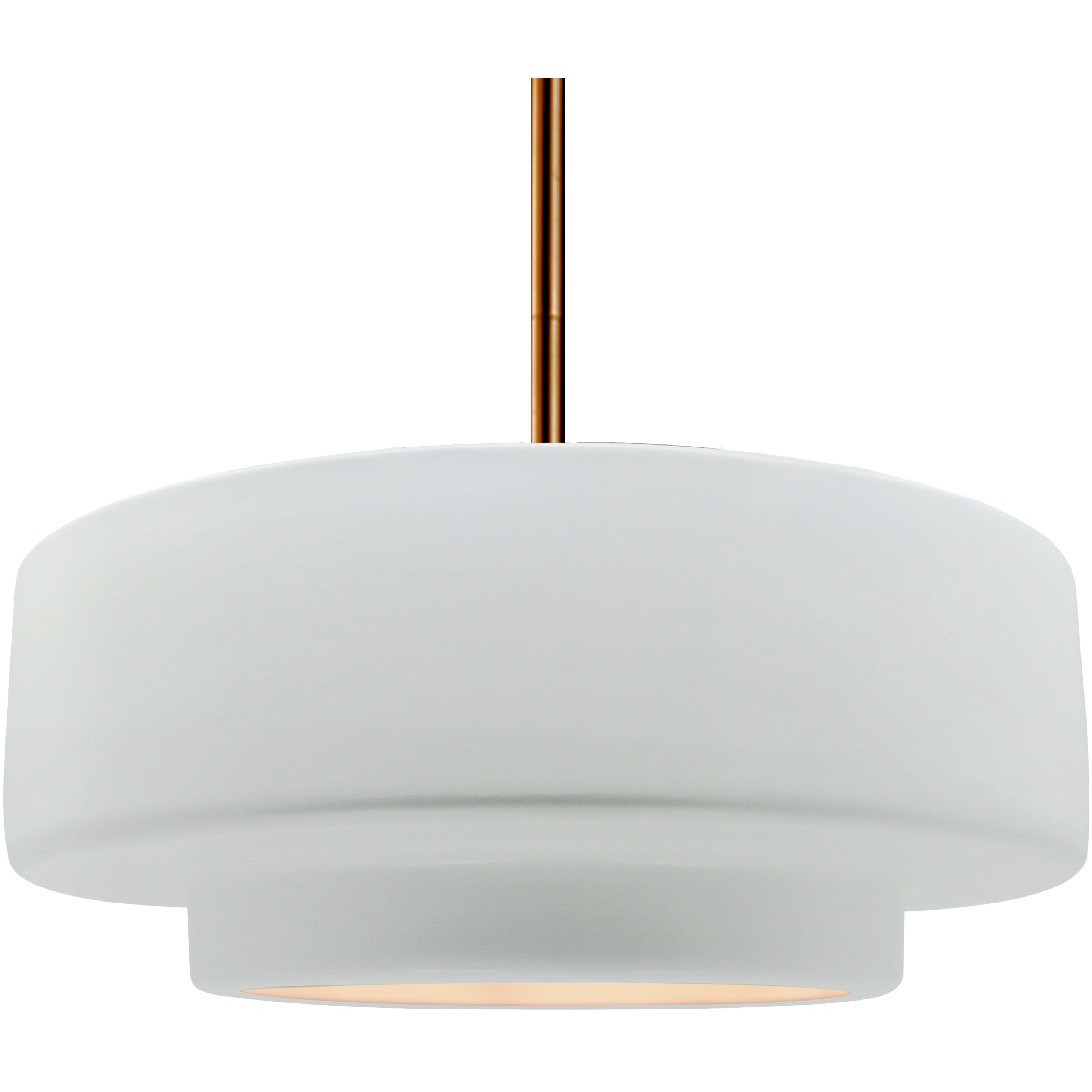Radiance Collection - Tier Pendant Ceiling Light in Brushed Brass, Replaceable Bulb, Rigid Stem, Gloss White (outside and inside of fixture), 16.25W x 6H, Form+Finish+Function