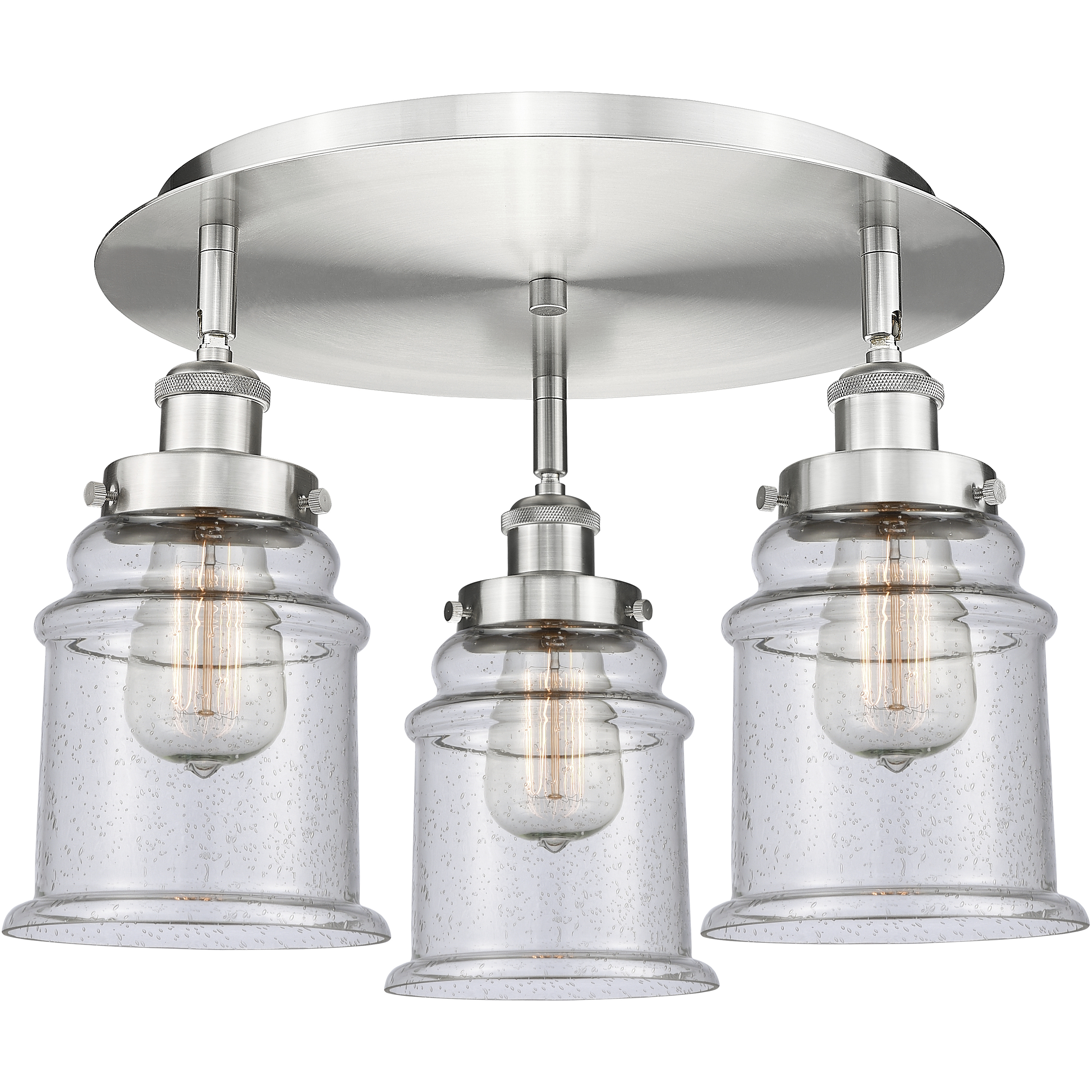Canton 3 Light 17.75 inch Satin Nickel Flush Mount Ceiling Light in Seedy