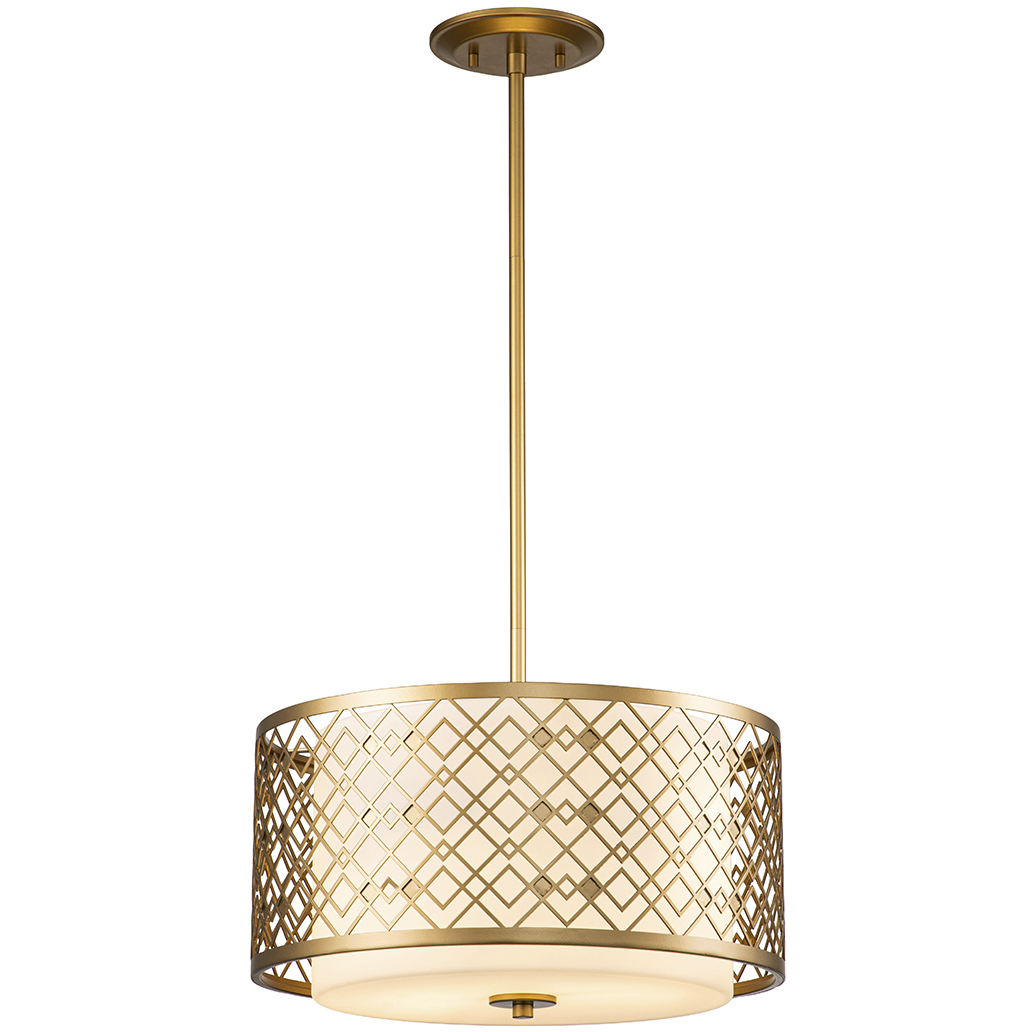 Ziggy 2 Light 16 inch Laquered Gold Pendant Ceiling Light in Lacquered Gold, Large