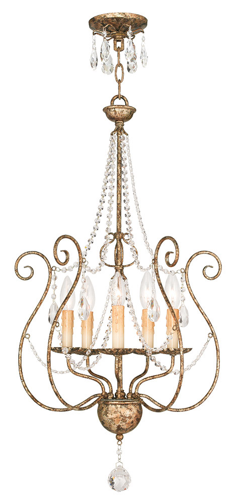 Isabella 5 Light 18 inch Hand Applied European Bronze Foyer Chandelier Ceiling Light