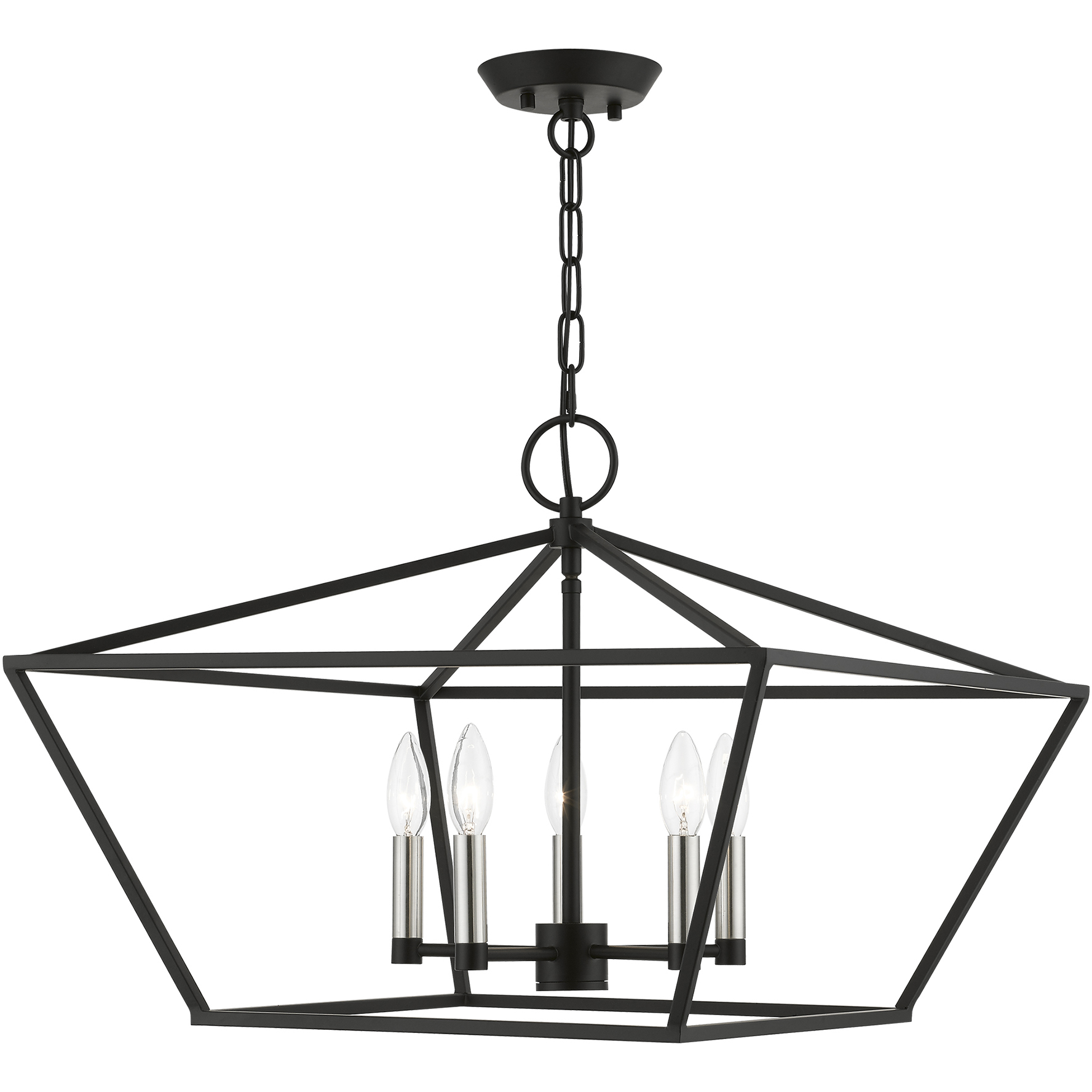 Devone 5 Light 22 inch Black with Brushed Nickel Accents Chandelier Ceiling Light