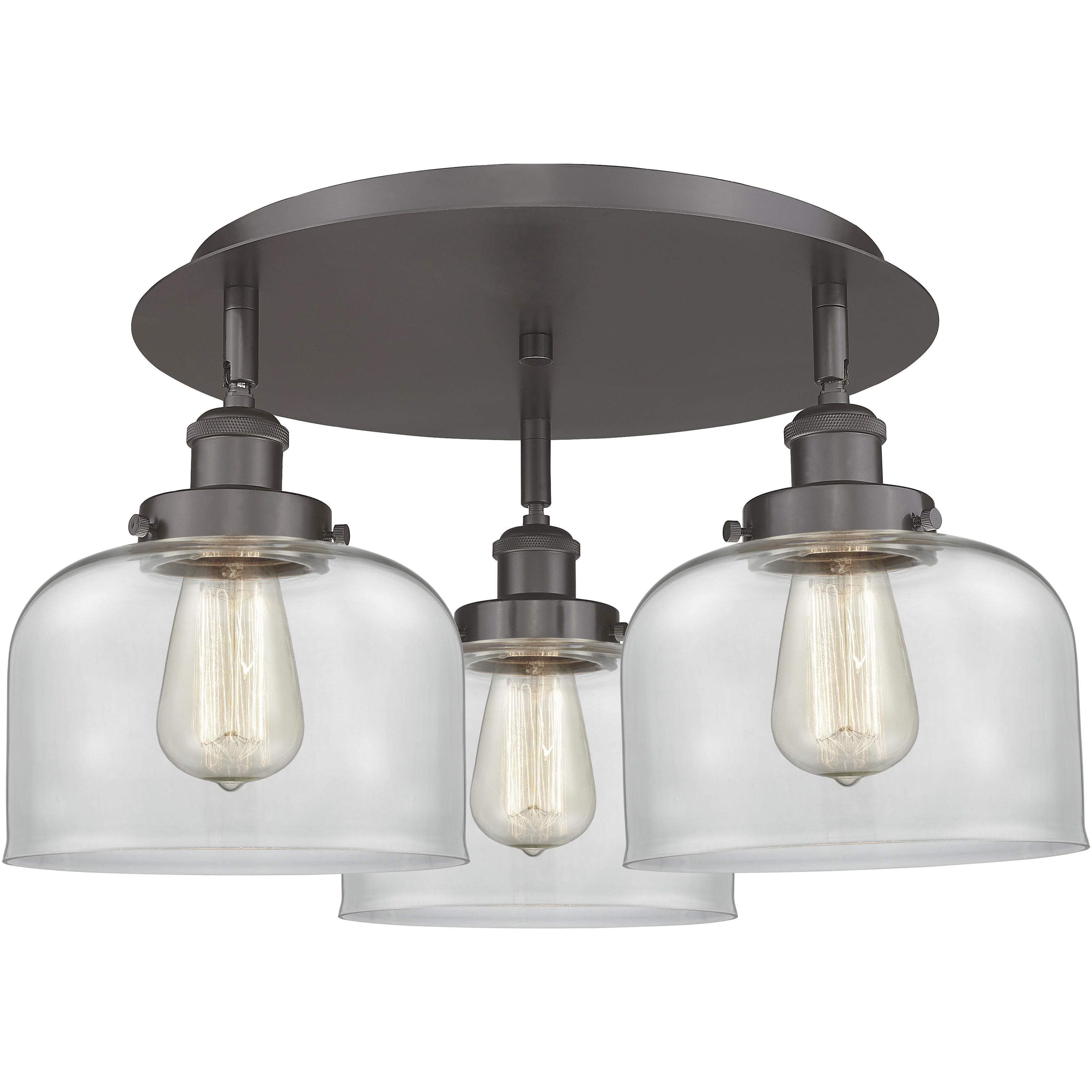 Bell 3 Light 19.75 inch Oil Rubbed Bronze Flush Mount Ceiling Light in Clear