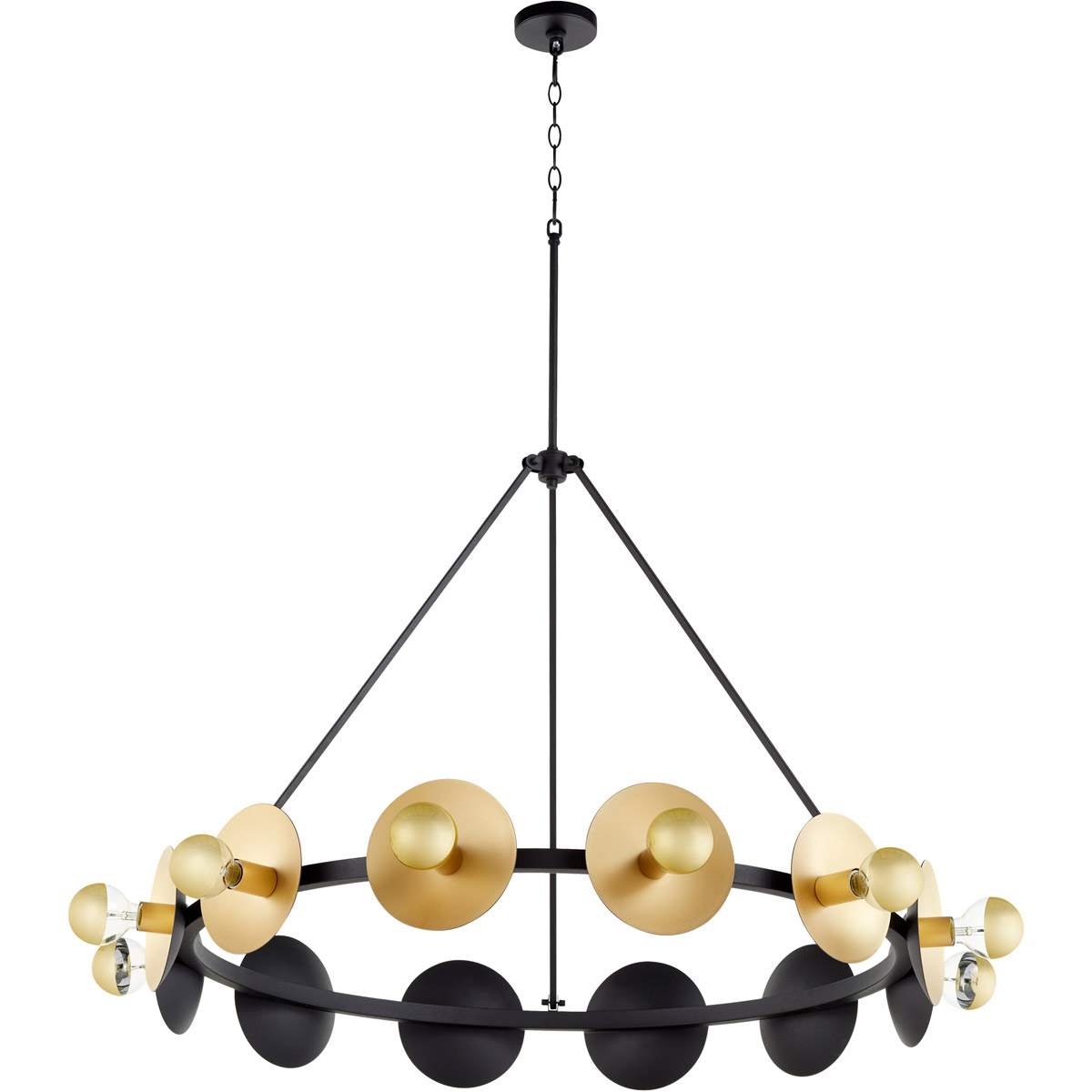 Artemis 12 Light 42.5 inch Noir and Gold Leaf Chandelier Ceiling Light