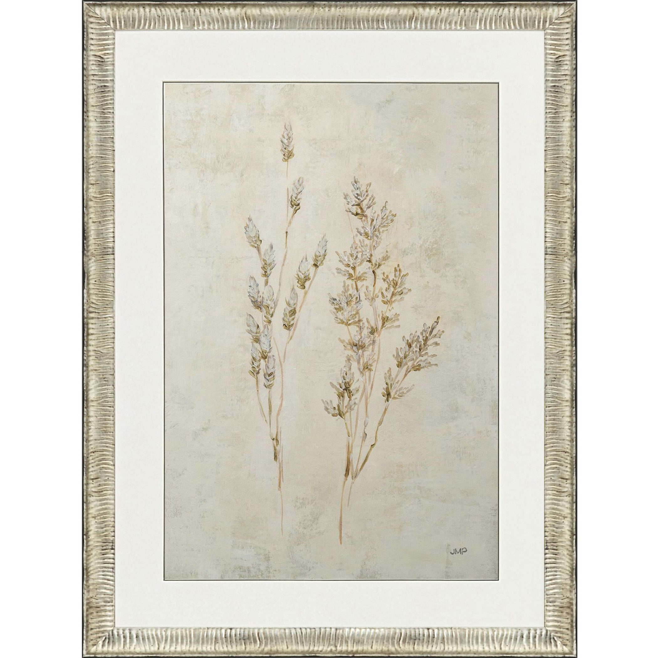 Whispering Grasses Beige and Gray and Neutral and Yellow Framed Art