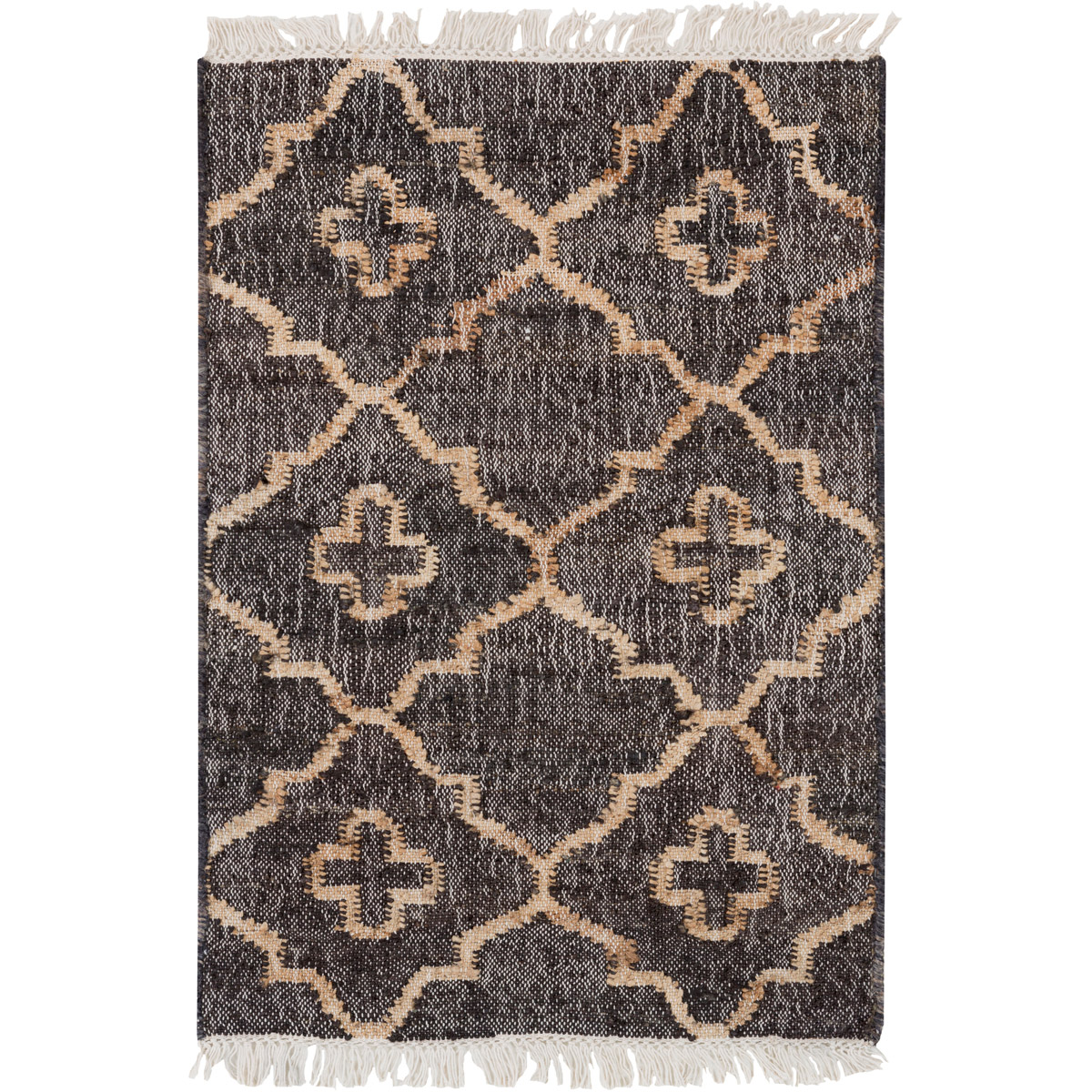 Laural 36 X 24 inch Black/Khaki/Cream Rugs, Jute