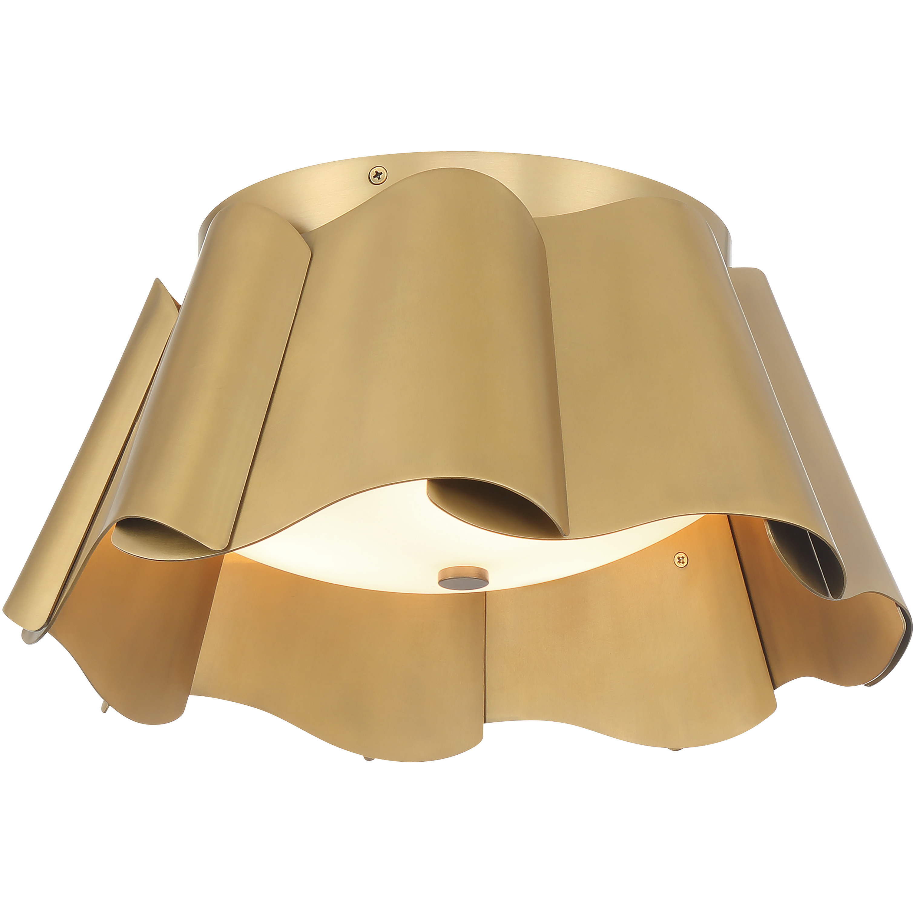 Waveform 3 Light 14 inch Legacy Brass Flush Mount Ceiling Light