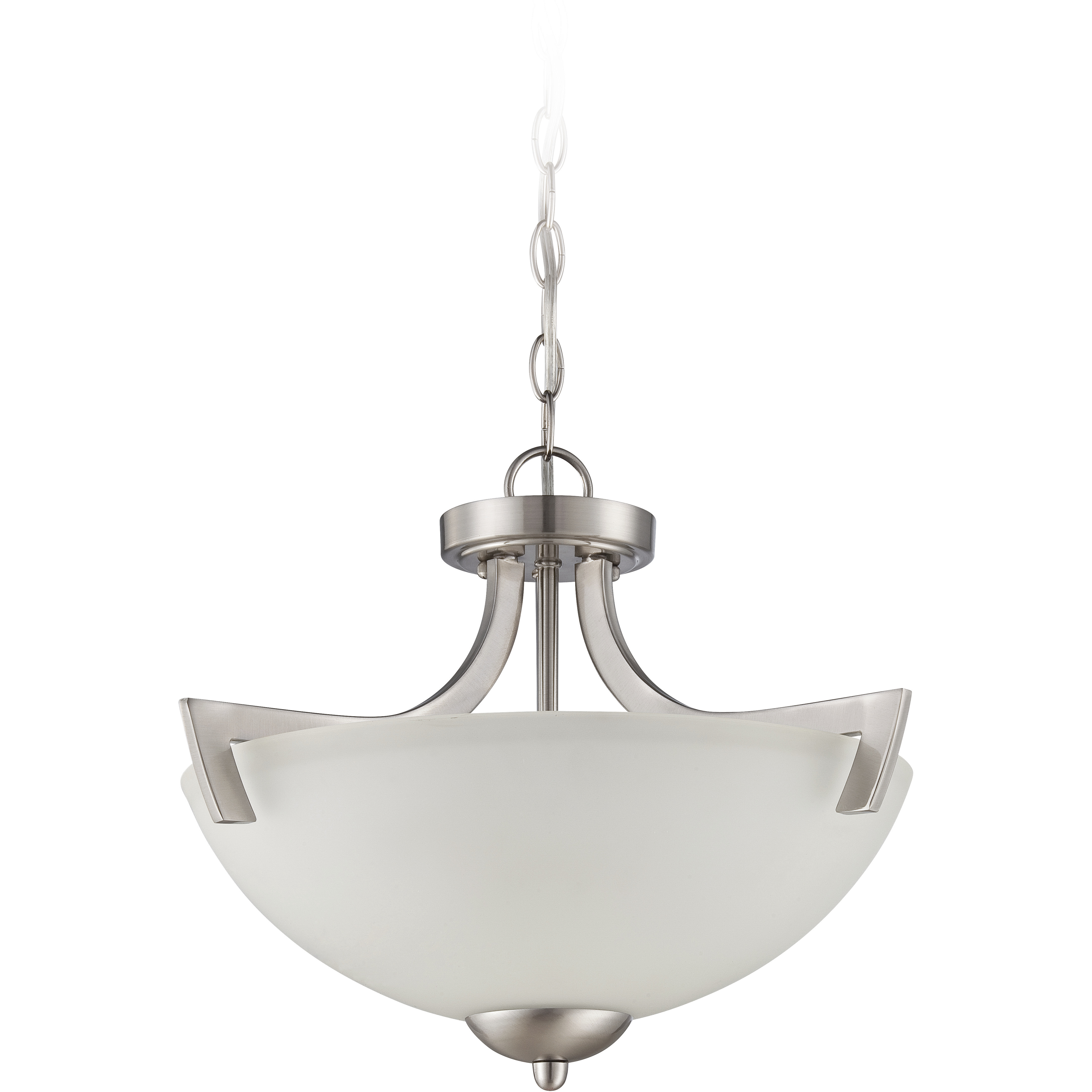 Almeda 3 Light 18 inch Satin Nickel Convertible Semi Flush Ceiling Light in Frost White, Convertible to Pendant