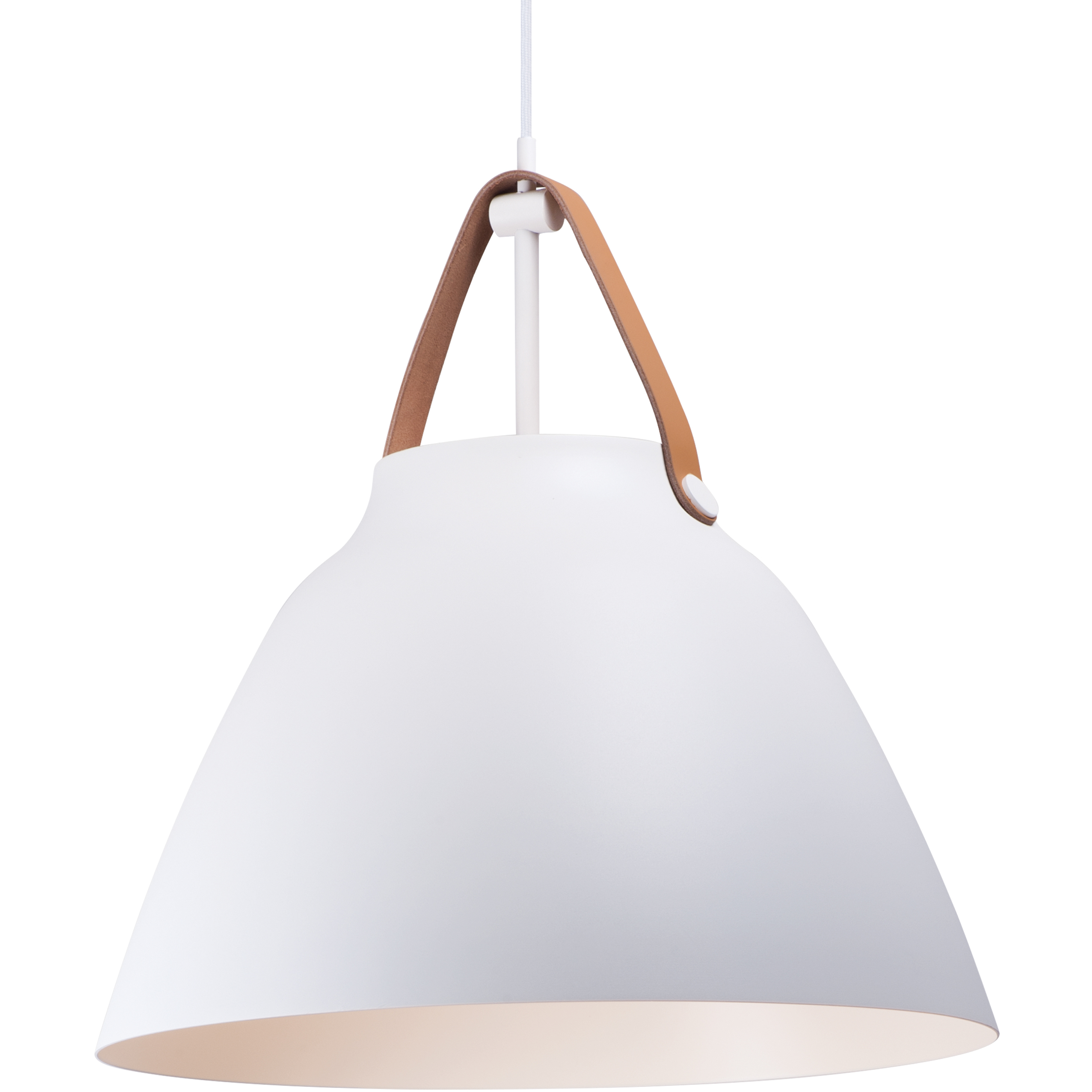 Nordic 1 Light 19 inch Tan Leather and White Single Pendant Ceiling Light
