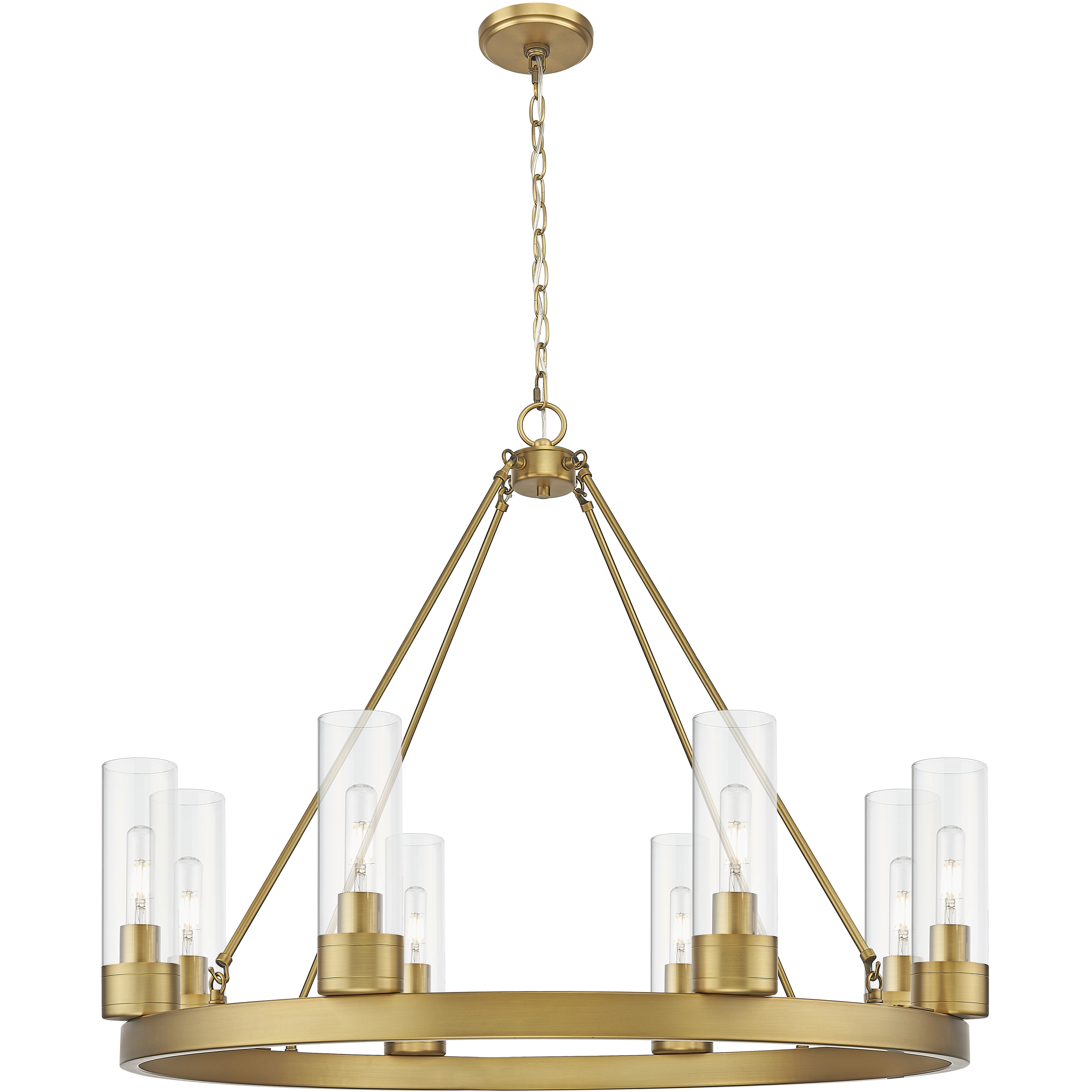 Boreas 8 Light 36 inch Brushed Brass Chandelier Ceiling Light in Clear Glass