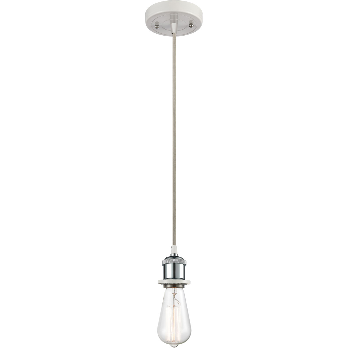 Ballston Bare Bulb 1 Light 5 inch White and Polished Chrome Mini Pendant Ceiling Light, Ballston