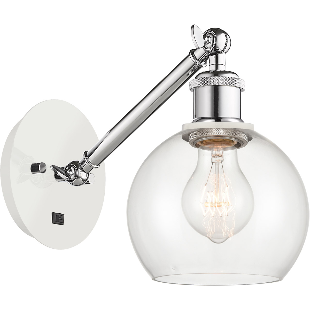 Ballston Athens 1 Light 6 inch White and Polished Chrome Sconce Wall Light