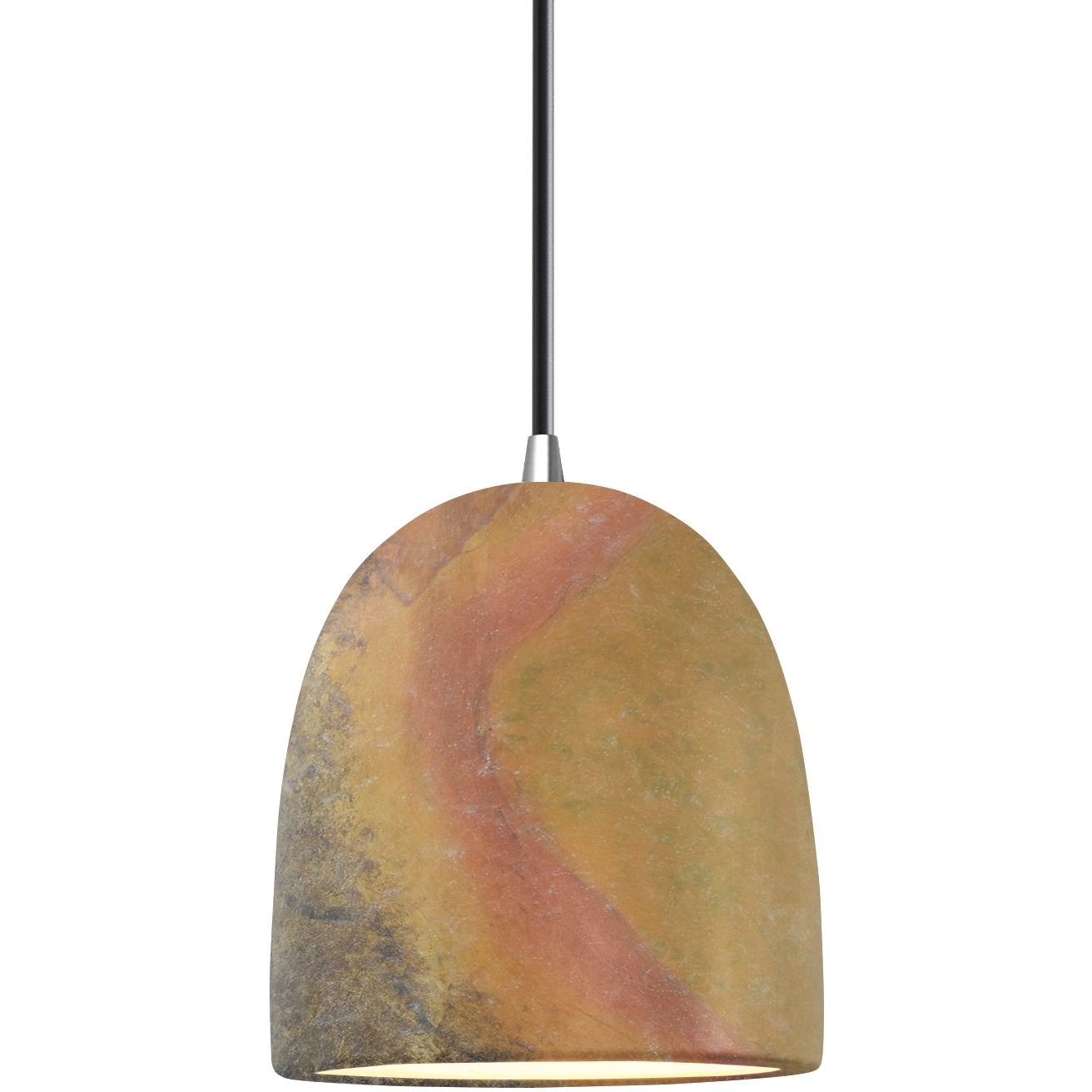 Radiance Collection - Bell Single Drop Pendant in Polished Chrome, Replaceable Bulb, Harvest Yellow Slate, Black, Form+Finish+Function