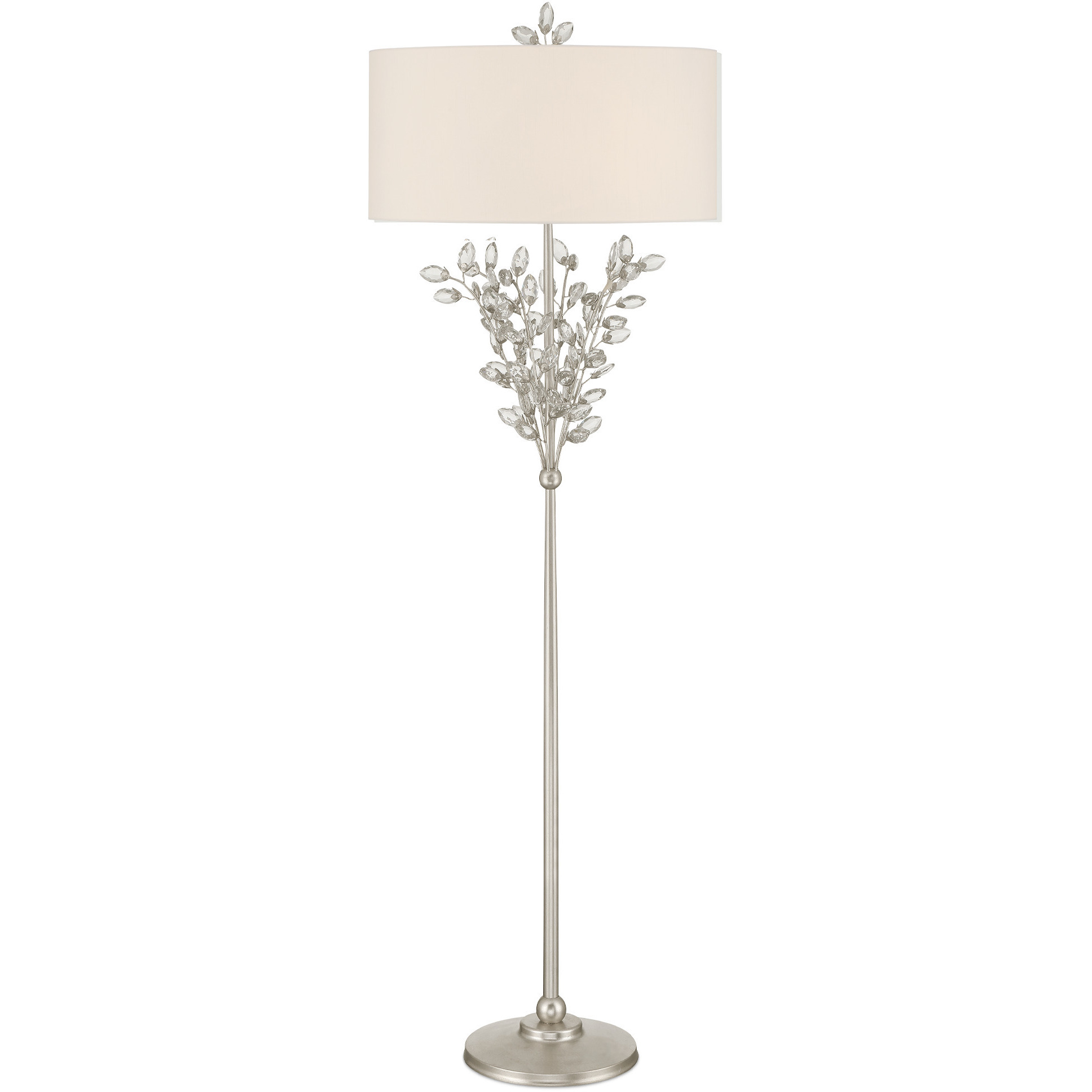 Forget-Me-Not 66 inch 100 watt Clear and Silver Leaf Floor Lamp Portable Light