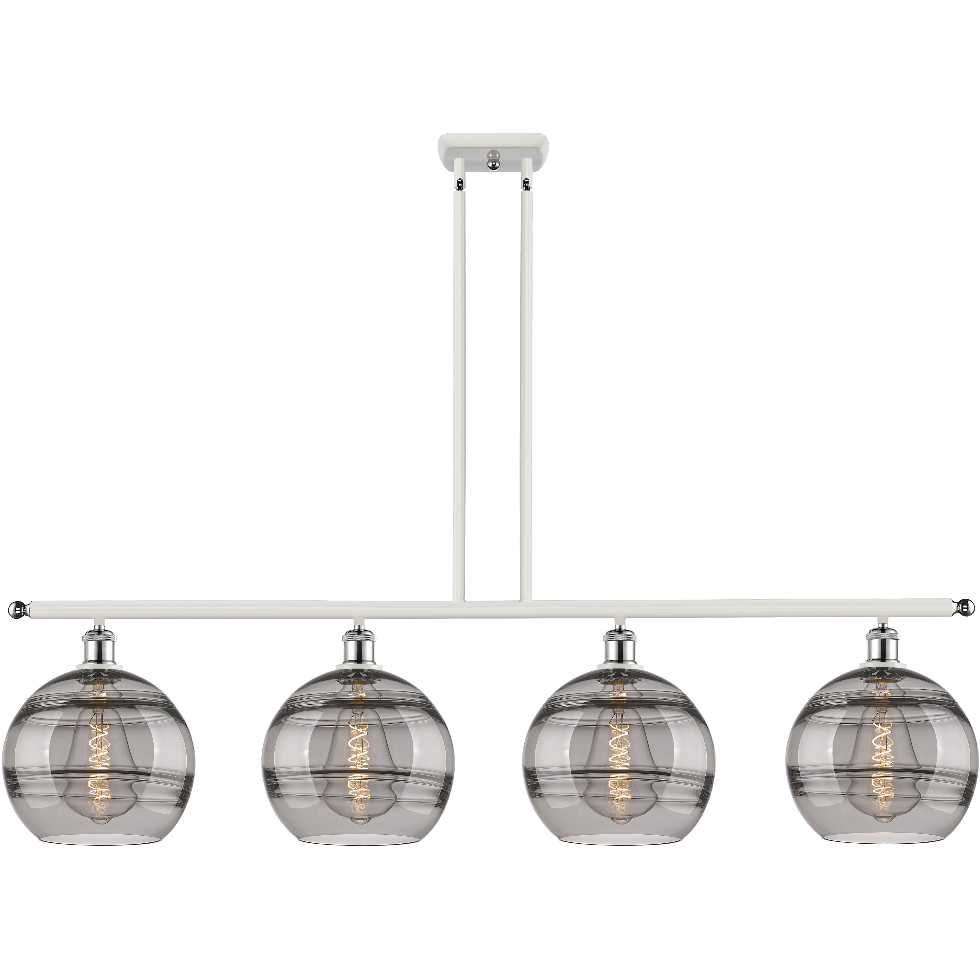 Ballston Rochester 4 Light 48.25 inch White Polished Chrome Stem Hung Island Light Ceiling Light