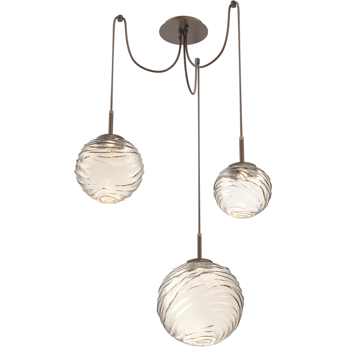 Gaia LED 19.4 inch Burnished Bronze Swag Multi-Pendant Ceiling Light in 3000K LED, Amber