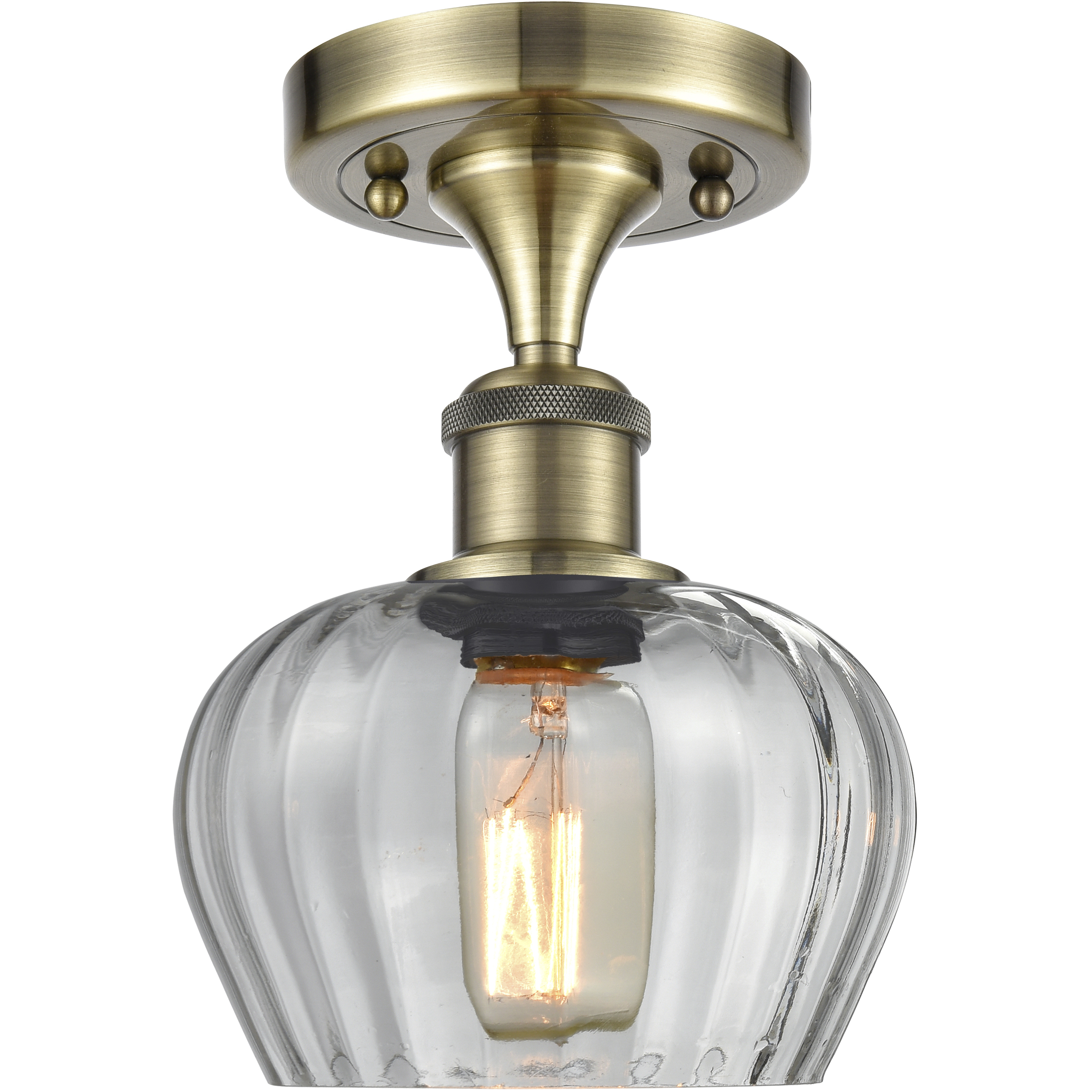 Fenton 1 Light 6.5 inch Antique Brass Semi-Flush Mount Ceiling Light