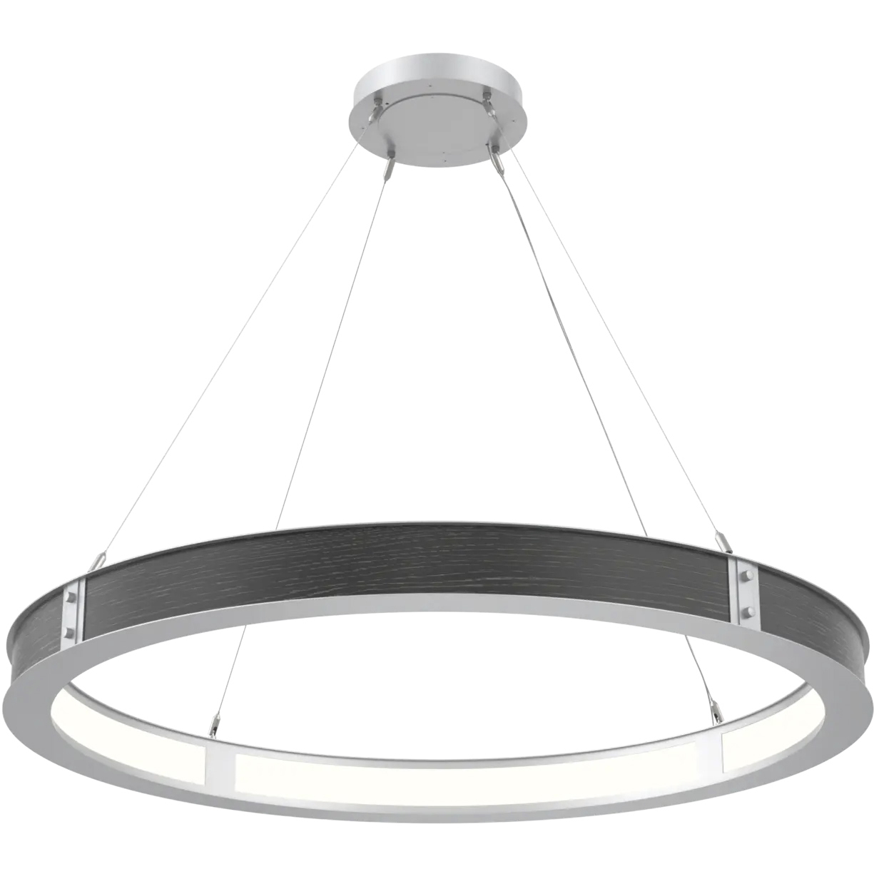 Verona LED 46 inch Classic Silver with Dark Oak Ring Chandelier Ceiling Light