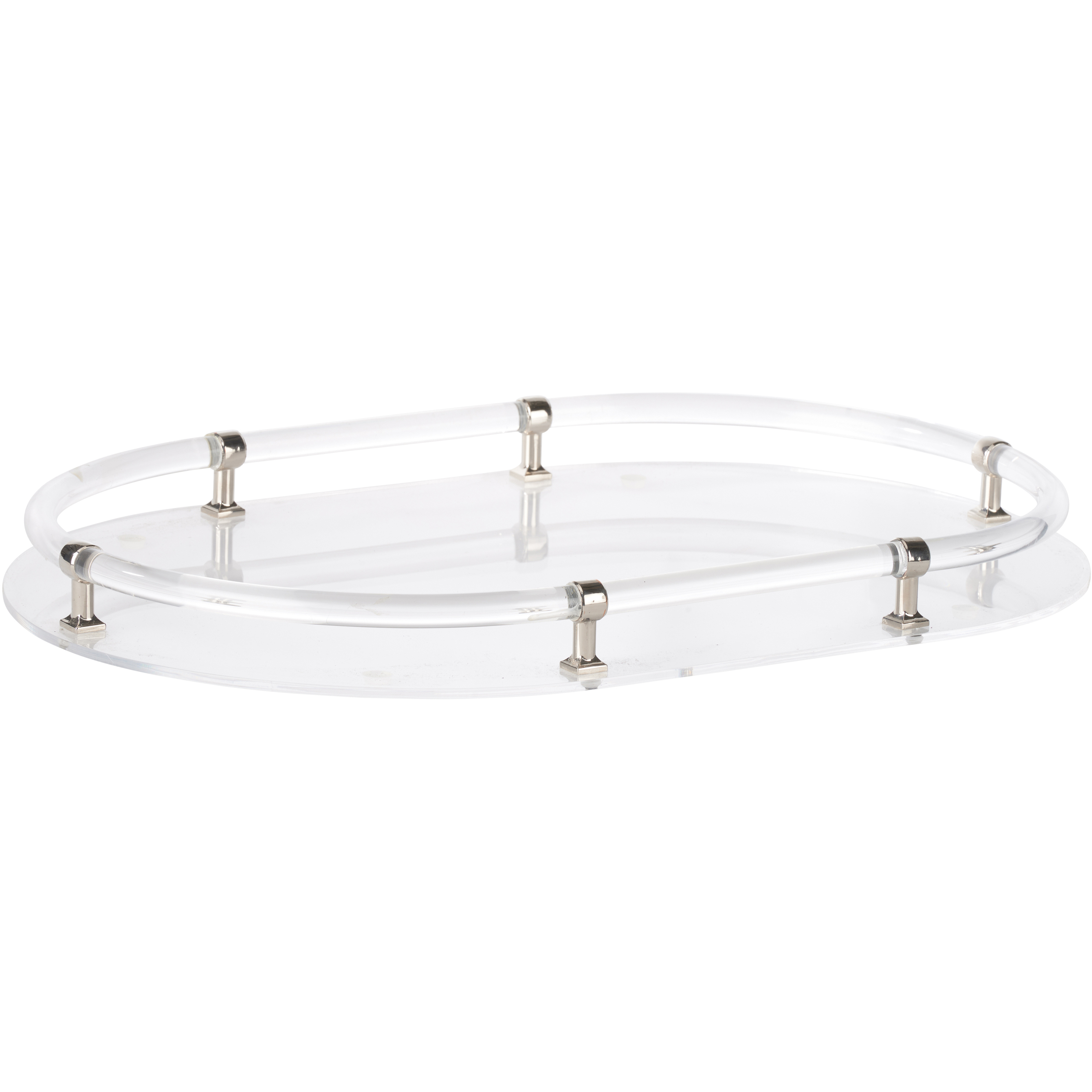Acrylic Oval Clear and Silver Tray