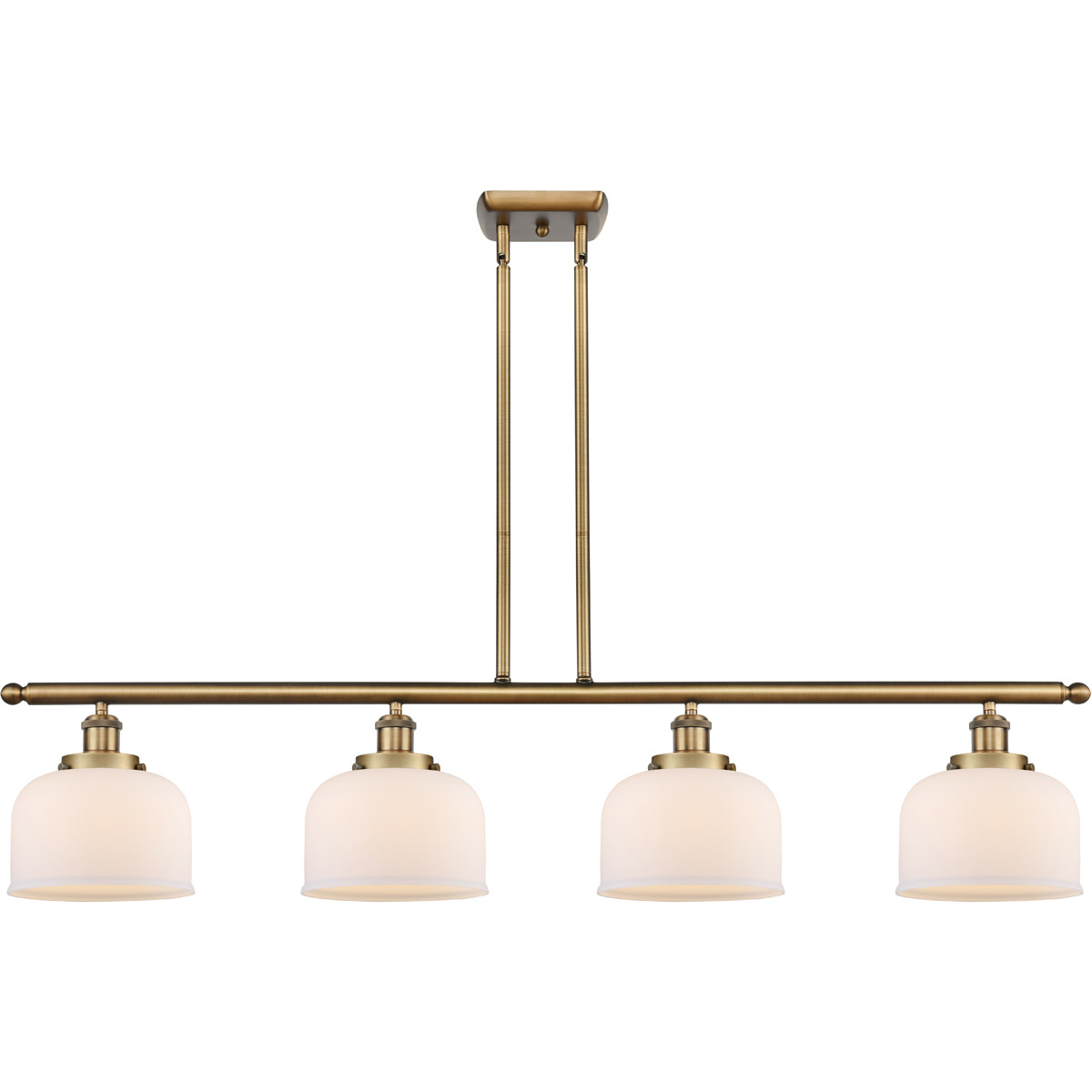 Ballston Large Bell LED 48 inch Brushed Brass Island Light Ceiling Light in Matte White Glass