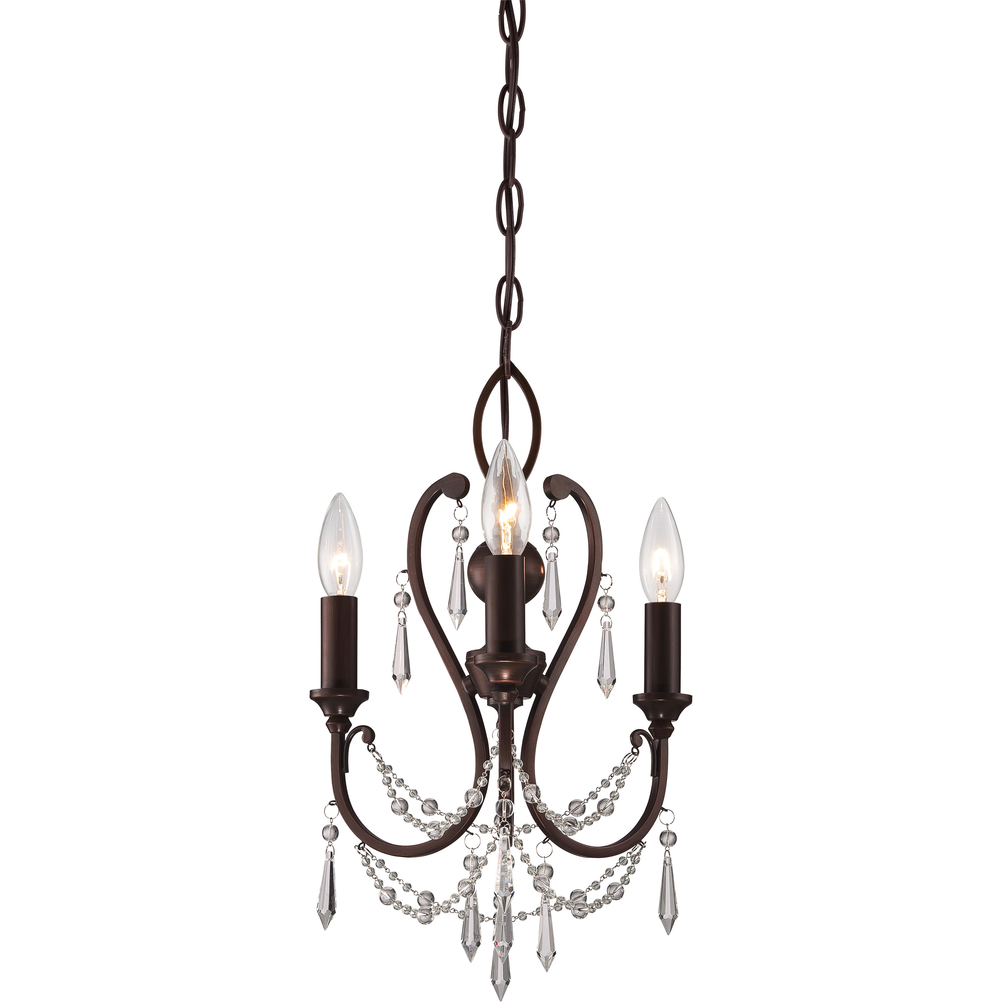 ML 3 Light 11.5 inch Vintage Bronze Mini Chandelier Ceiling Light