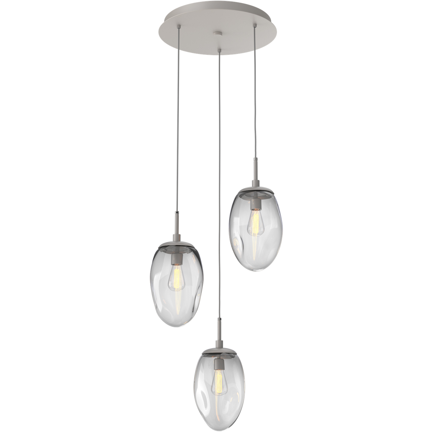 Meteo Incandescent 3 Light Beige Silver Chandelier Ceiling Light, Round Multi-Port