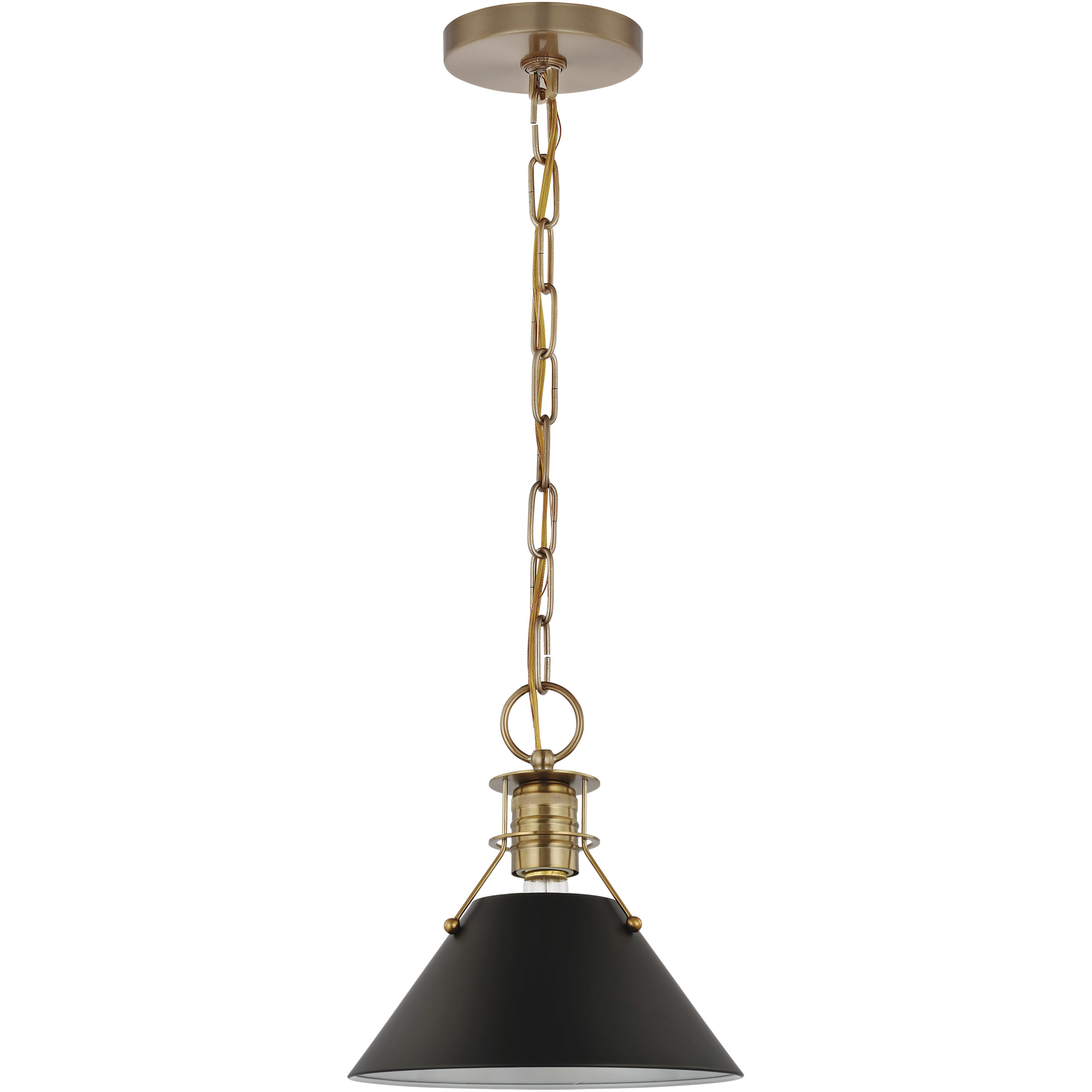 Outpost 1 Light 9.5 inch Matte Black/Burnished Brass Pendant Ceiling Light