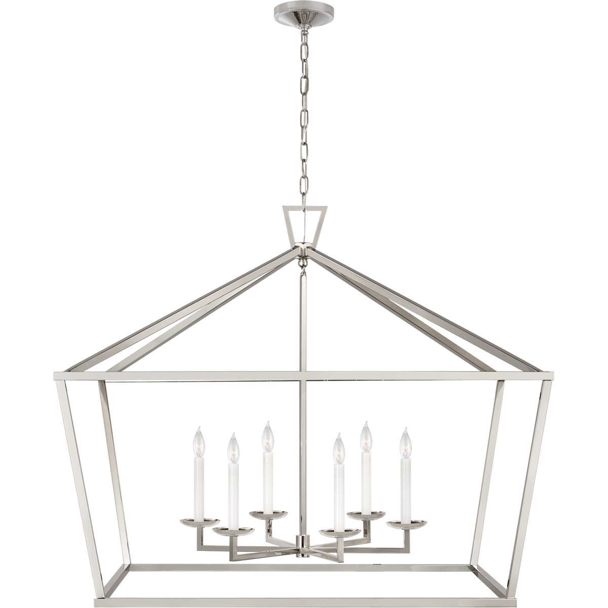 Chapman & Myers Darlana 6 Light 50 inch Polished Nickel Wide Lantern Pendant Ceiling Light, XXL